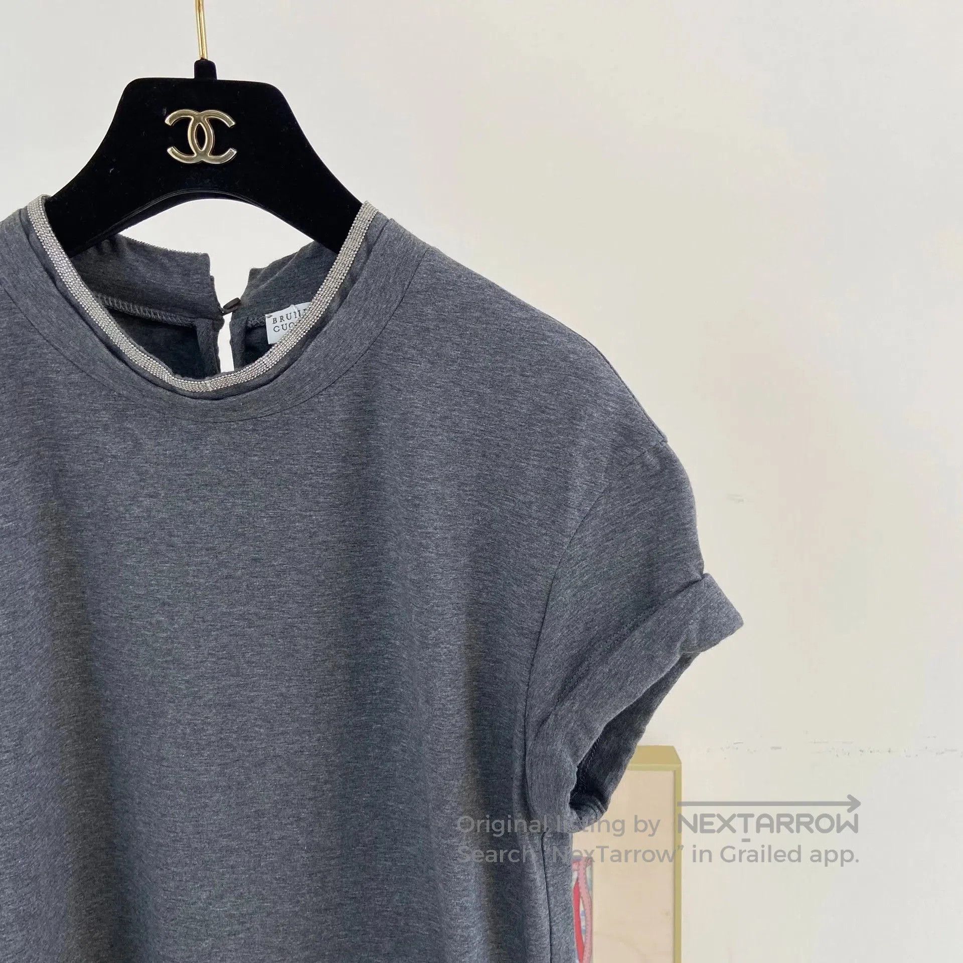 Brunello Cucinelli Brunello Cucinelli Gray Beaded T-shirt XS. Size XS / US 0-2 / IT 36-38 - 3 Thumbnail