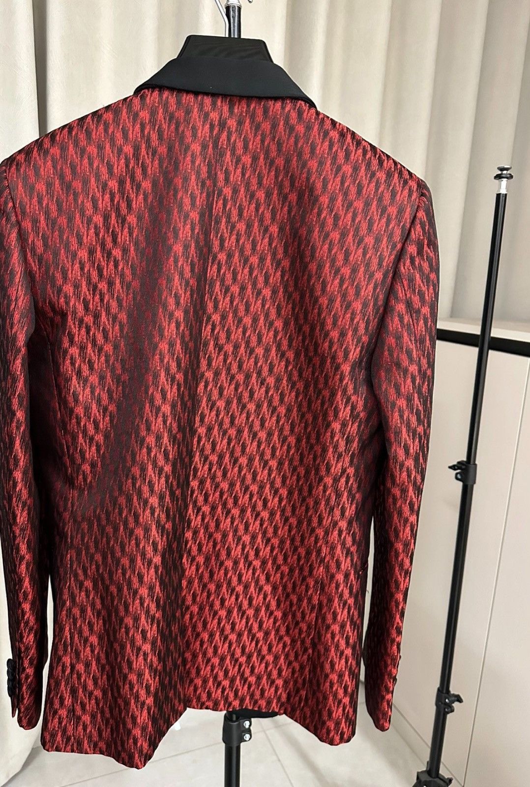 Saint Laurent Paris Saint Laurent FW13Black Red Leopard Print Shawl Collar Suit Size 48S - 4 Thumbnail