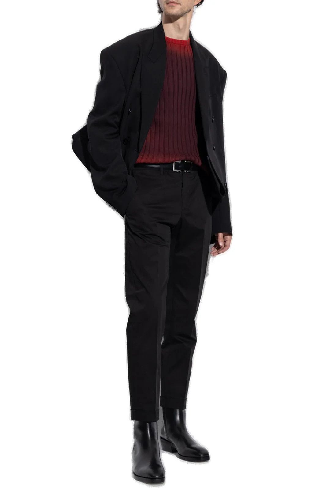 Salvatore Ferragamo o1s1rm1224 Tie-Dyed Crewneck Knitted Jumper in Bordeaux Size US S / EU 44-46 / 1 - 4 Thumbnail