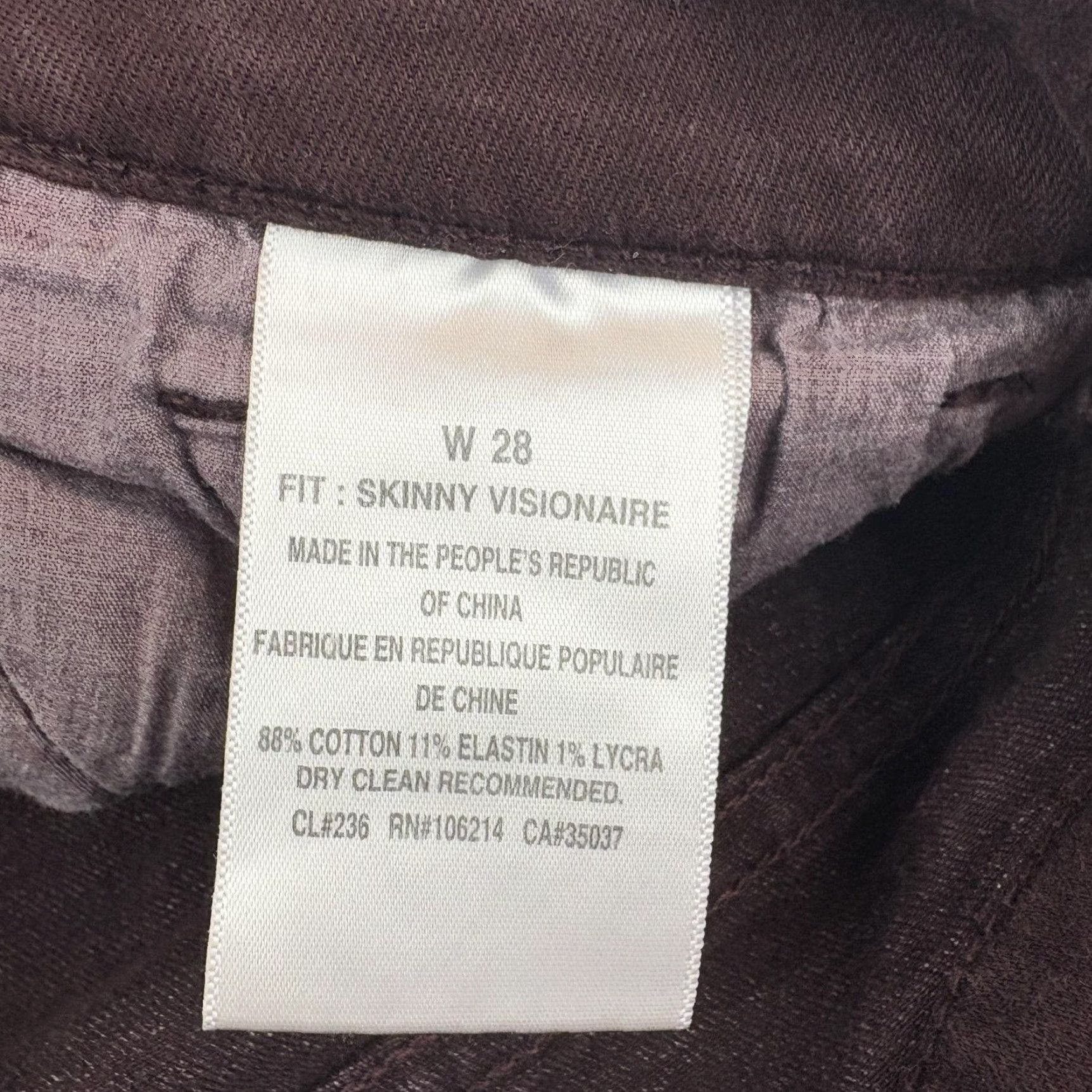 Vintage Joes Jeans Visionaire Skinny Jeans Womens 28 Dark Purple Mid Rise Stretch Denim Size 28" / US 6 / IT 42 - 6 Thumbnail