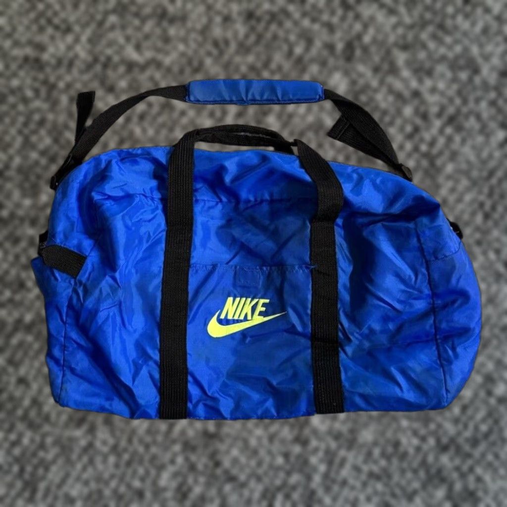 Nike VINTAGE Nike Duffle Bag XL Nylon 80s 90s Neon Yellow Logo Embroidered Men Bag, 28x19, Adjustable Strap, Lightweight, Pockets Size ONE SIZE - 1 Thumbnail
