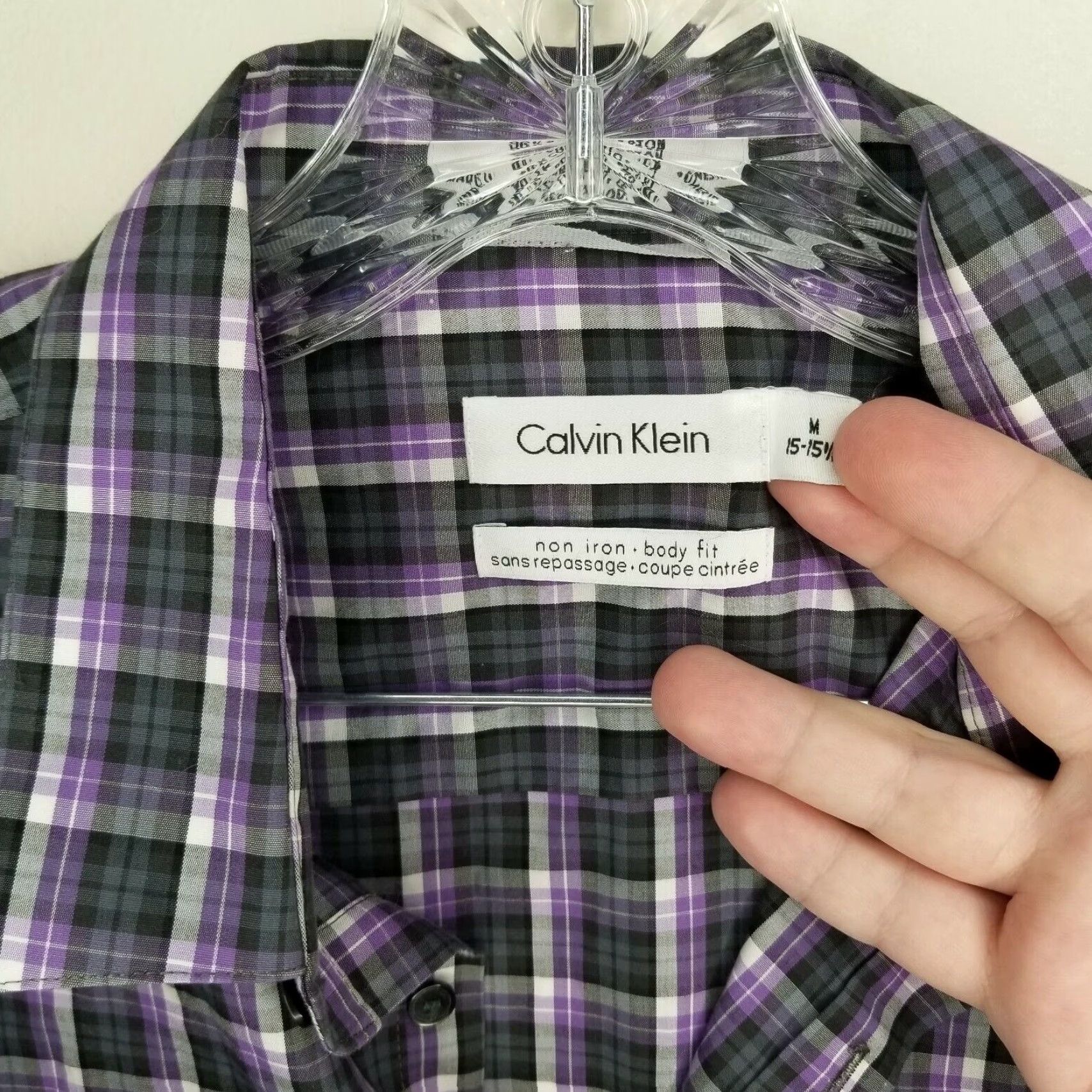 Calvin Klein Calvin Klein Plaid Button Up Shirt Mens Medium Purple Long Sleeve Size US M / EU 48-50 / 2 - 3 Thumbnail