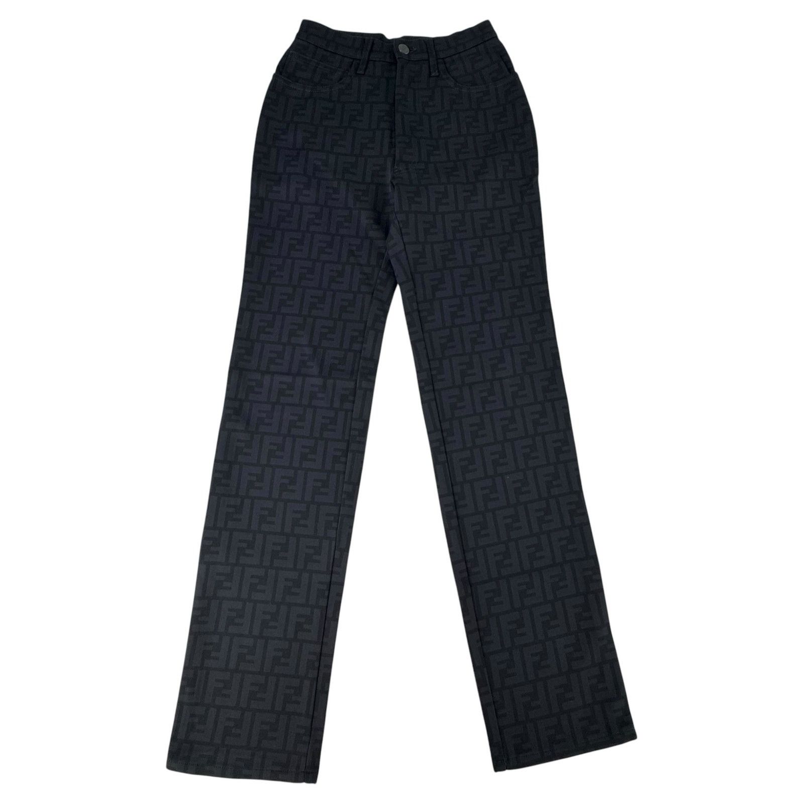 Fendi Fendi Vintage Black Zucca Print Pant Size 27" / US 4 / IT 40 - 1 Thumbnail