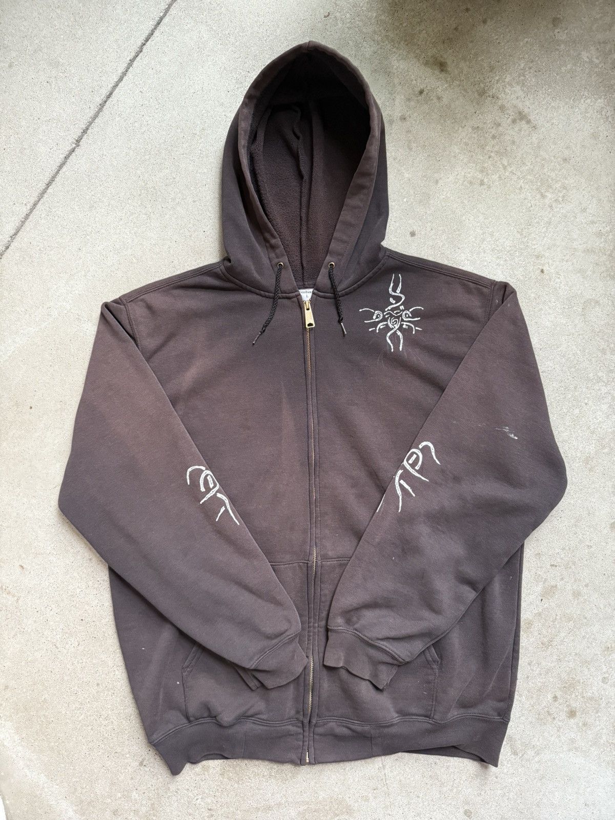 Carhartt × Vintage Vintage Carhartt faded brown hoodie Tattoo 001 Size US L / EU 52-54 / 3 - 1 Thumbnail