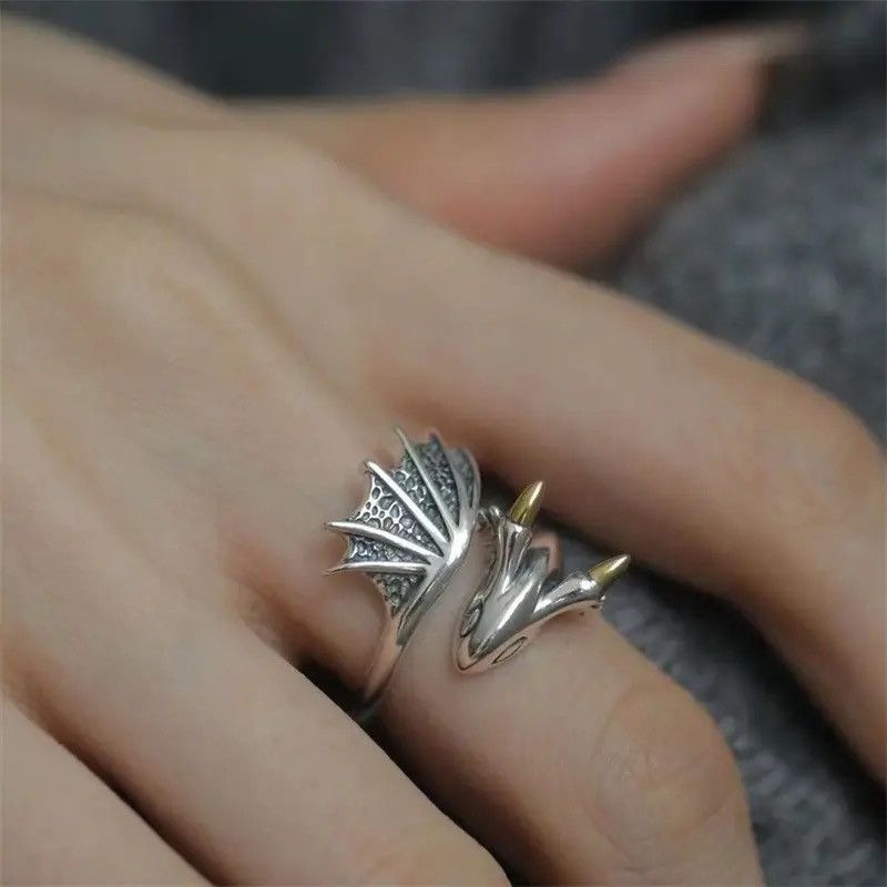 Jewelry × Vintage Vintage Flying Dragon Adjustable Ring Size ONE SIZE - 1 Thumbnail