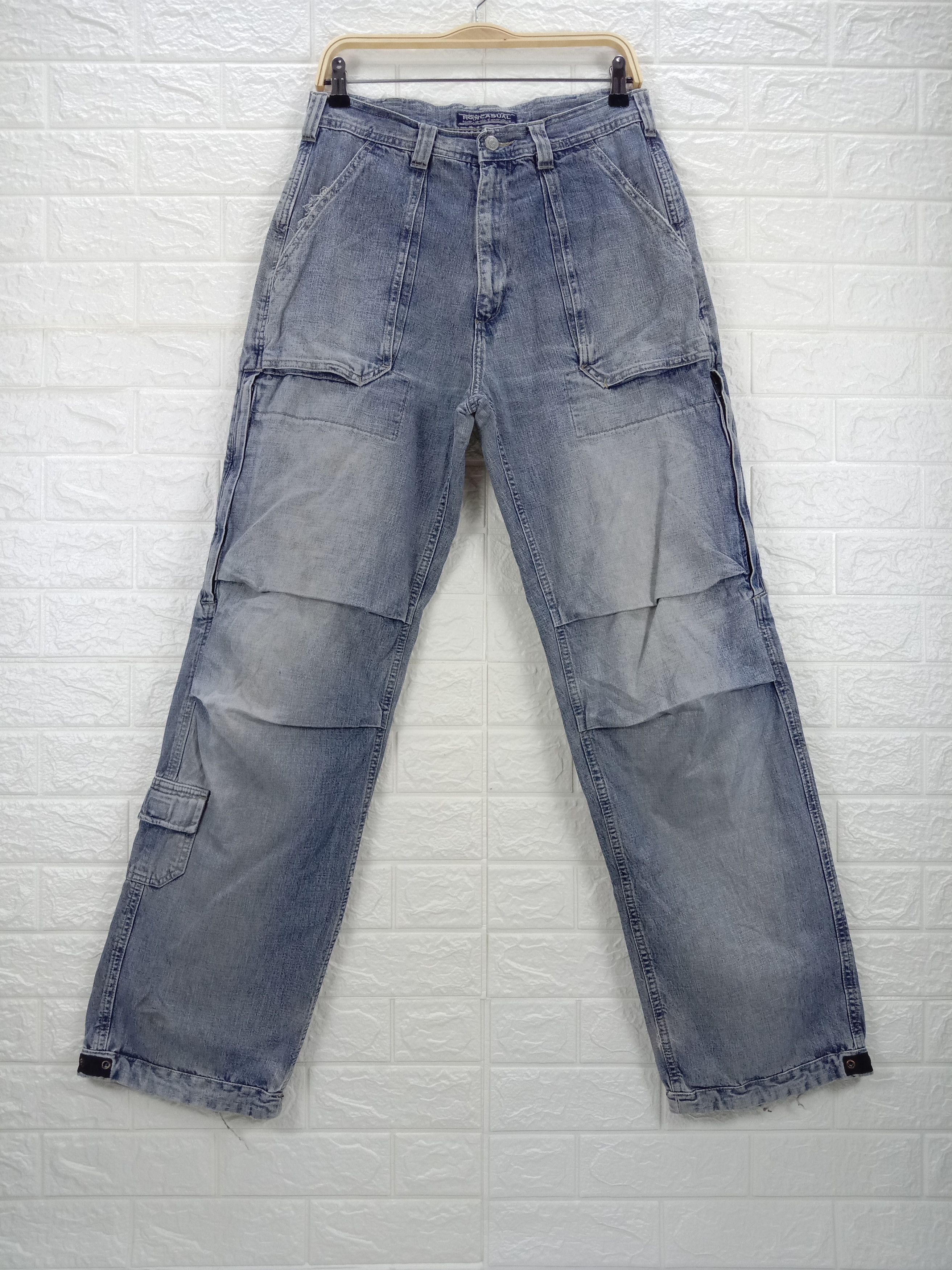 Japanese Brand Baggy Jeans Vintage Japanese Multi Pocket Wide Denim Size US 31 - 1 Thumbnail