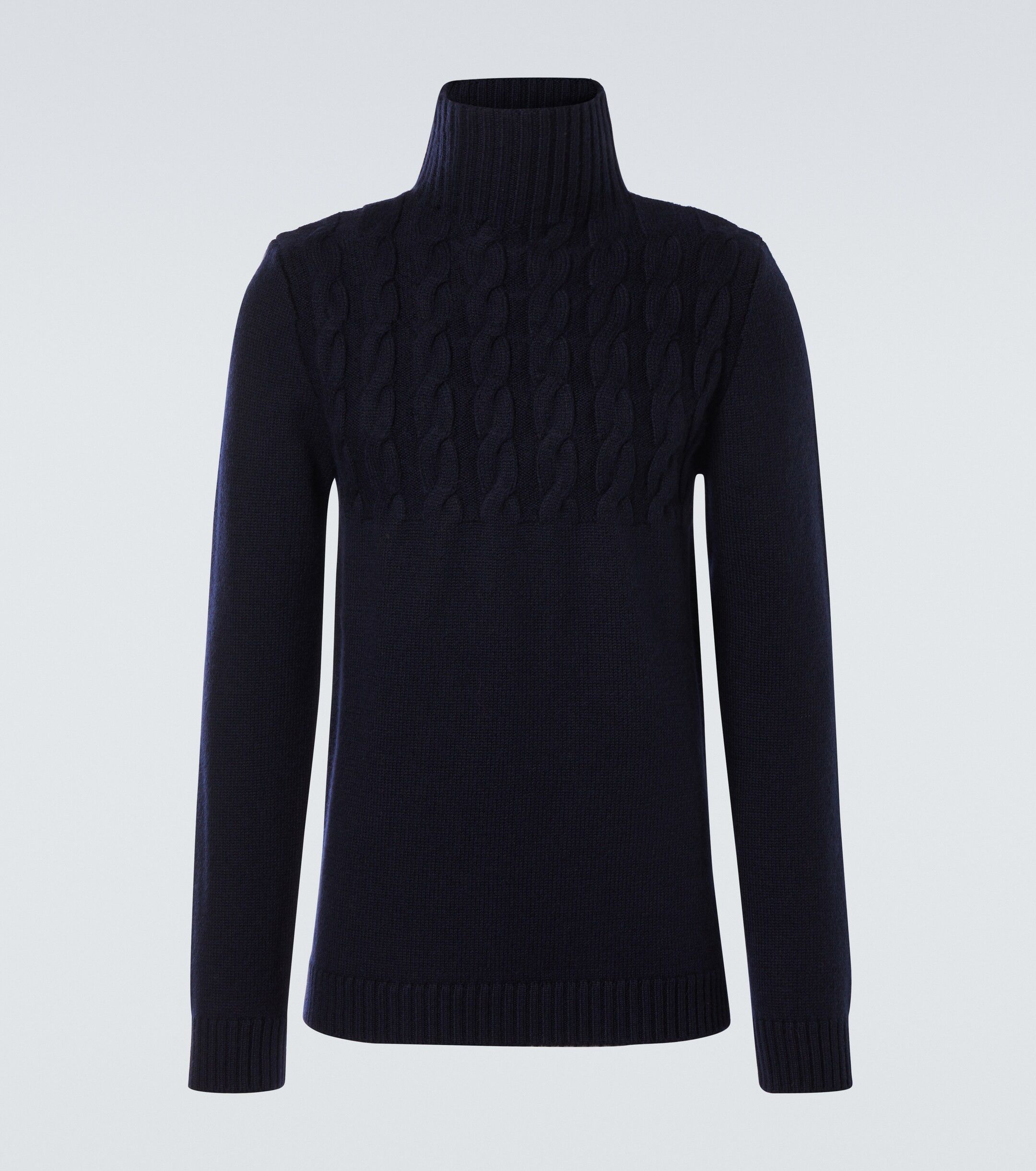 Maison Margiela o1s22i1n1024 Braided Wool Turtleneck Sweater in Blue Size US L / EU 52-54 / 3 - 1 Thumbnail