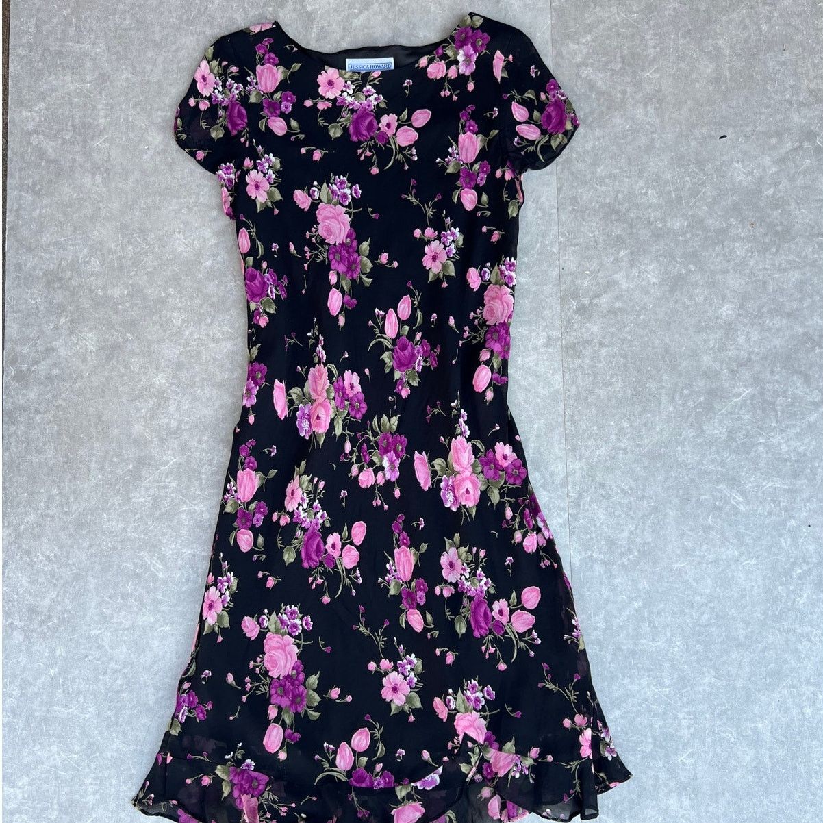Other 90s Vintage Jessica Howard Maxi Black Floral Dress -16 Size XL / US 12-14 / IT 48-50 - 1 Thumbnail