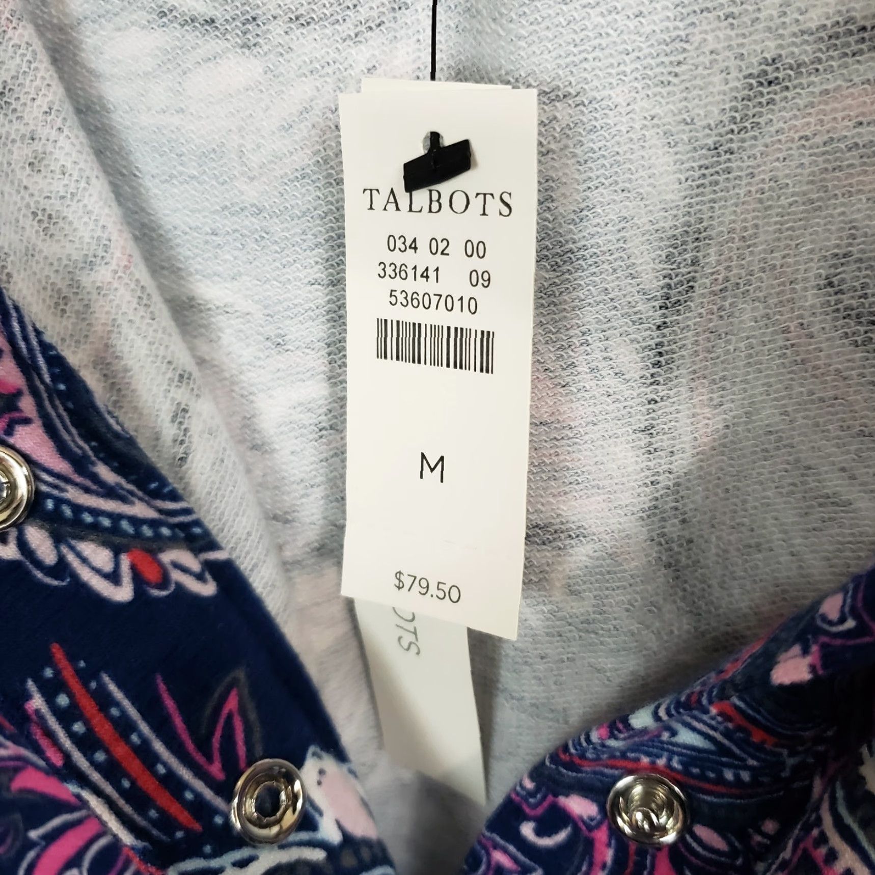 Talbots T by Talbots Pullover Womens M Blue Pink Paisley UPF 50 Cotton Blend Shirt Adult Medium Blues Size M / US 6-8 / IT 42-44 - 6 Thumbnail