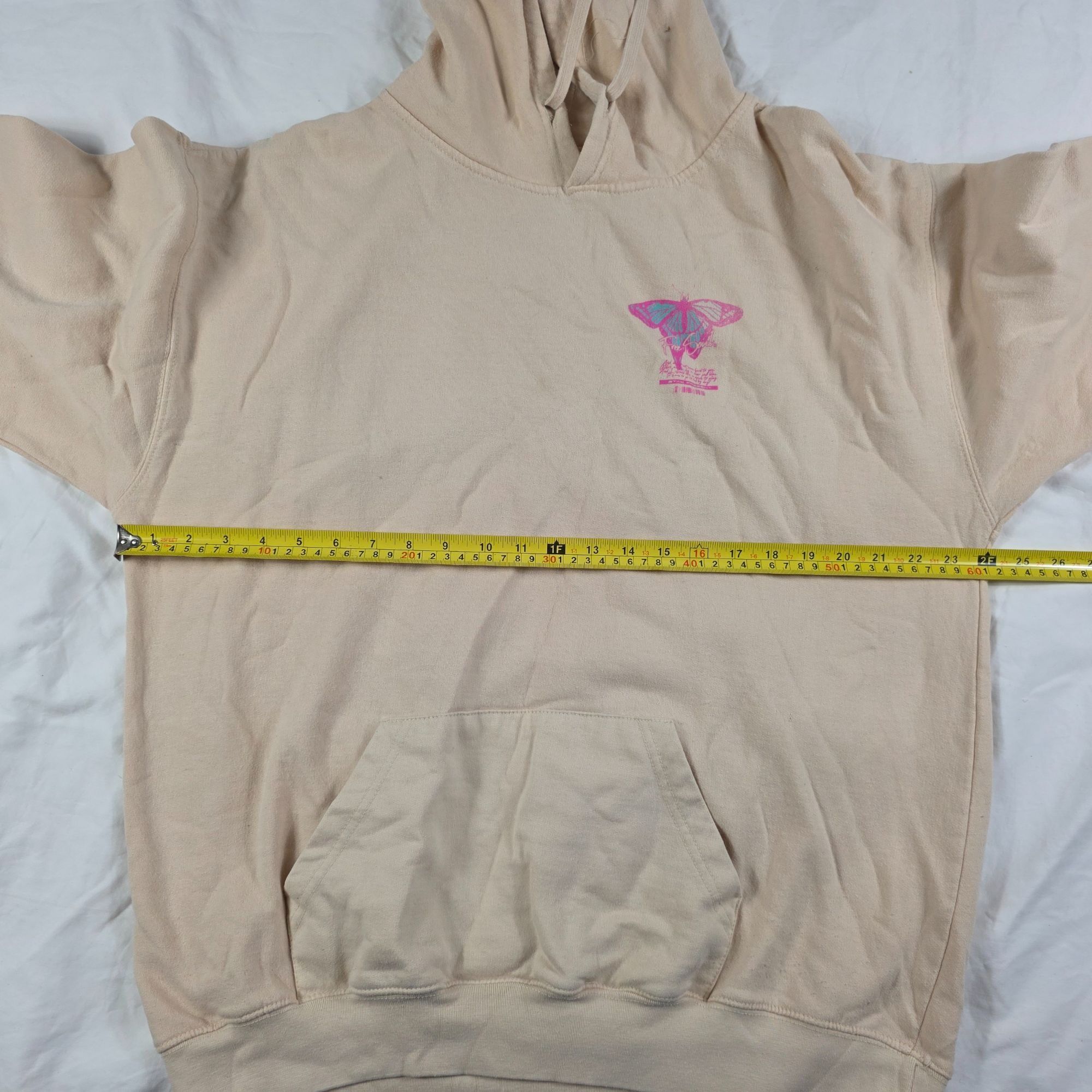 Pacsun PacSun Free Soul Mens XL Beige Butterfly Graphic Hoodie Ligh Size US XL / EU 56 / 4 - 5 Thumbnail
