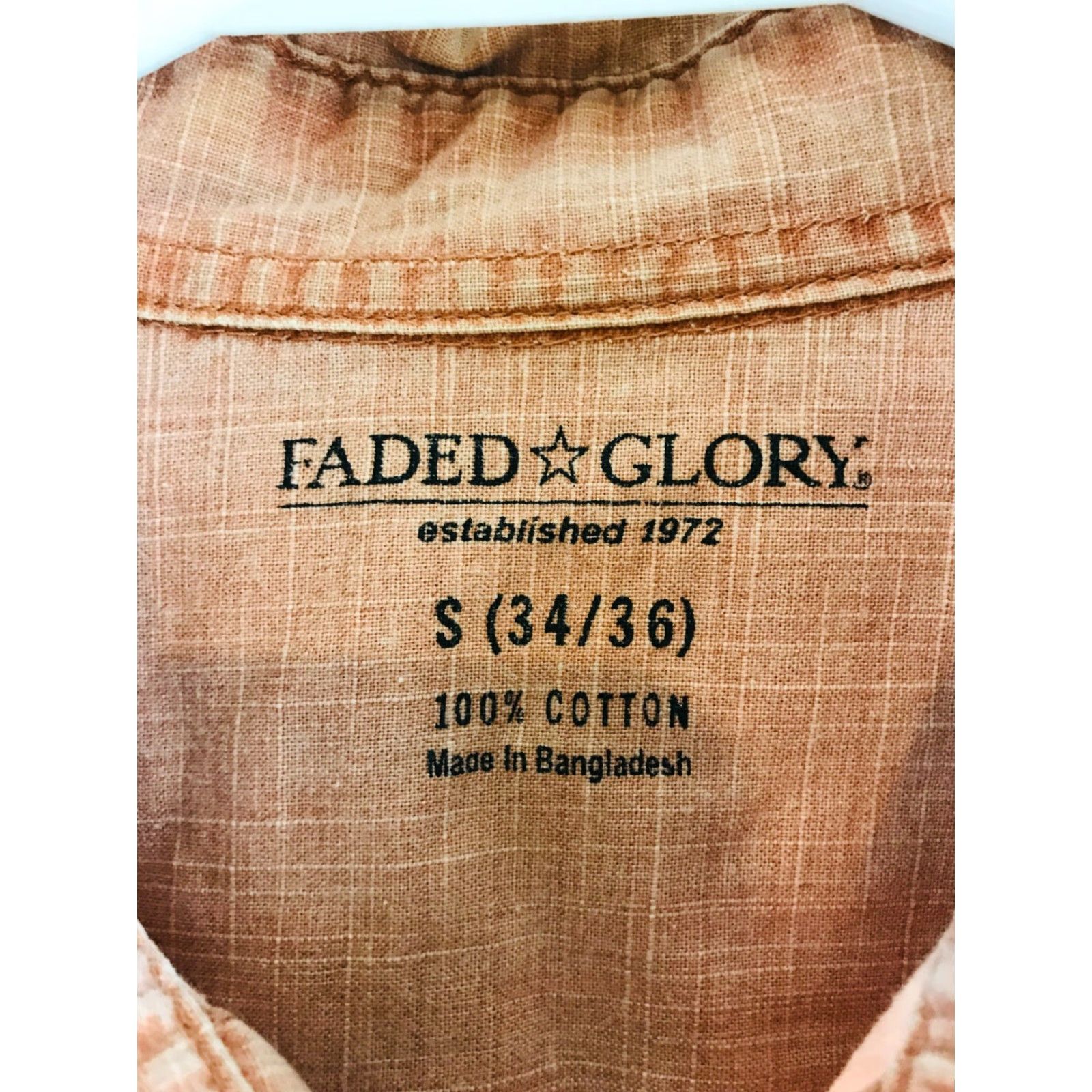 Faded Glory Faded Glory Shirt Mens Size S Peach Button-Up Long Sleeve Pockets Collared Spread Vintage: No Size US S / EU 44-46 / 1 - 6 Thumbnail