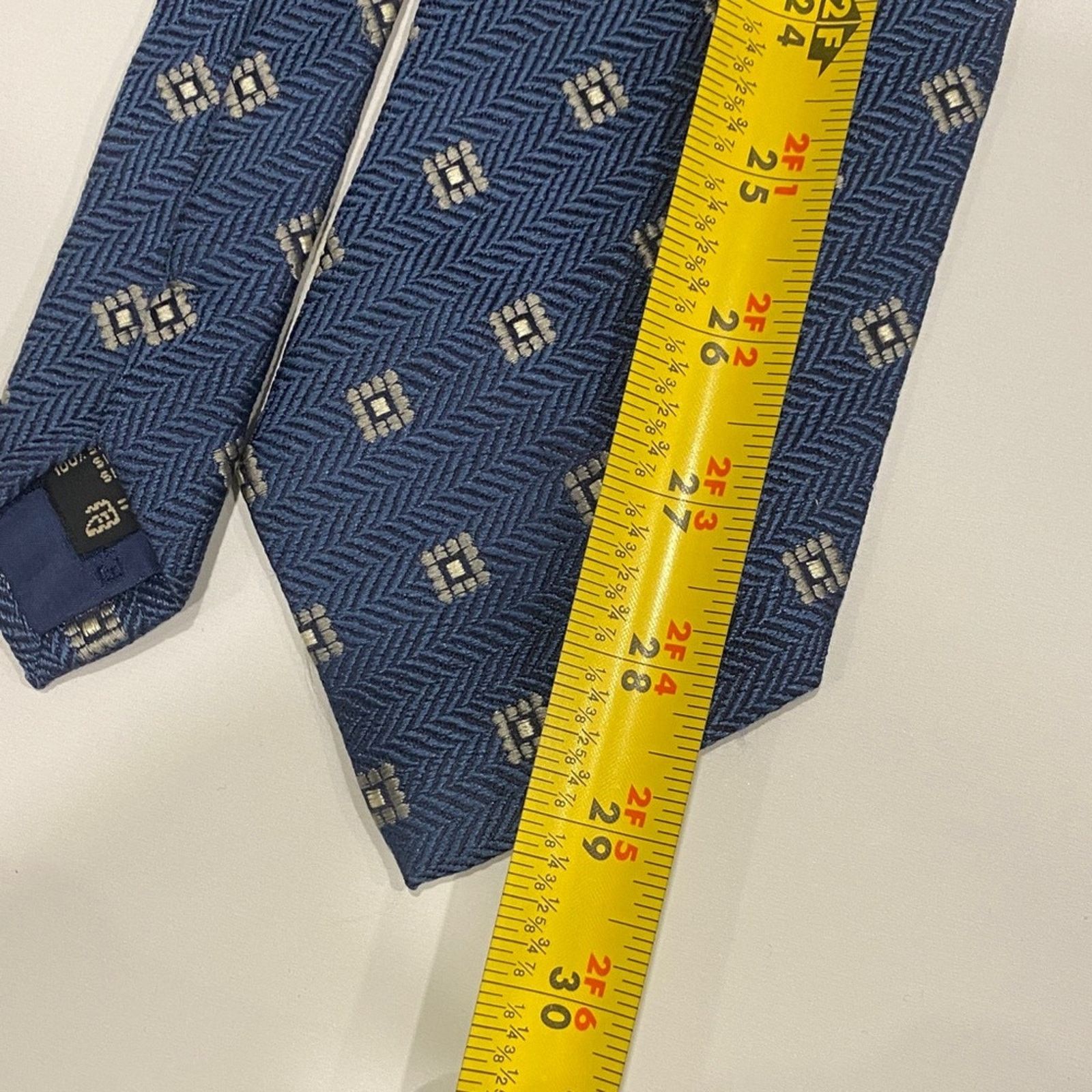 Ermenegildo Zegna Ermenegildo Zegna Navy and White Patterned Tie Size 36 - 5 Thumbnail