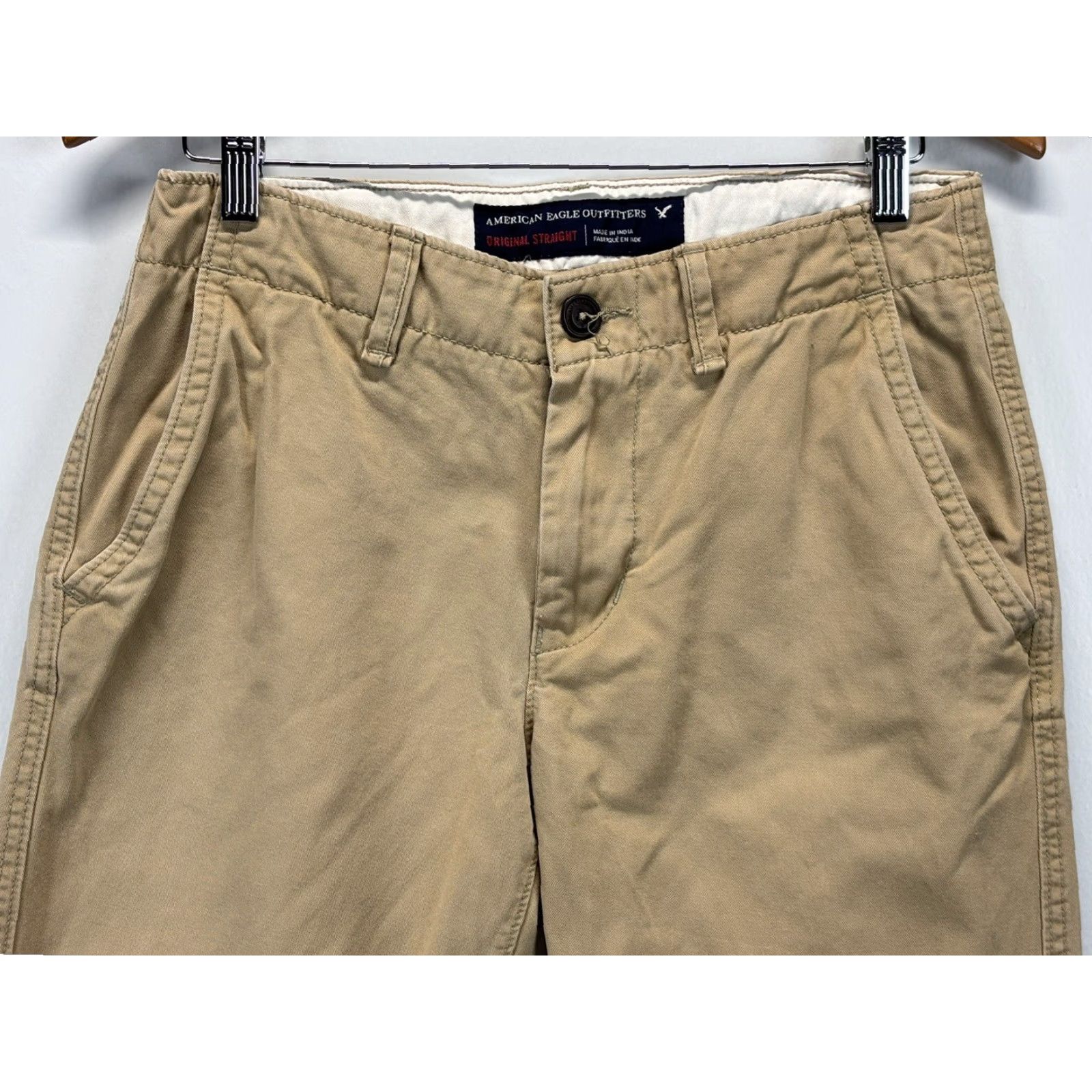 American Eagle Outfitters AMERICAN EAGLE Chino Pants 30x34 Flat Front Solid Brown Straight Mens Size US 30 / EU 46 - 2 Thumbnail