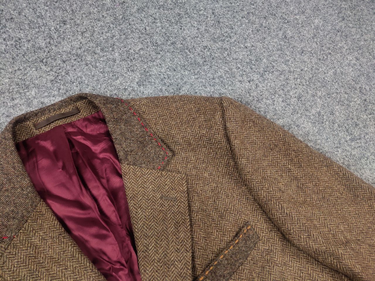 Harris Tweed Holland Esquire Herringbone Tweed Two Button Blazer Jacket Size US L / EU 52-54 / 3 - 5 Thumbnail