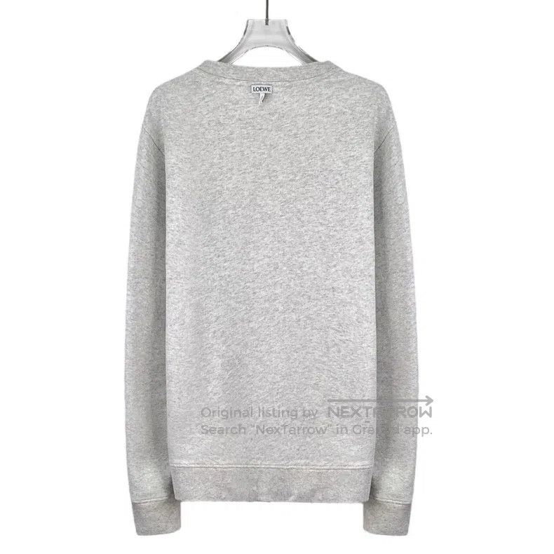 Loewe Loewe Heather Gray Logo Embroidered Cotton Crew Neck Long- Size M / US 6-8 / IT 42-44 - 2 Thumbnail