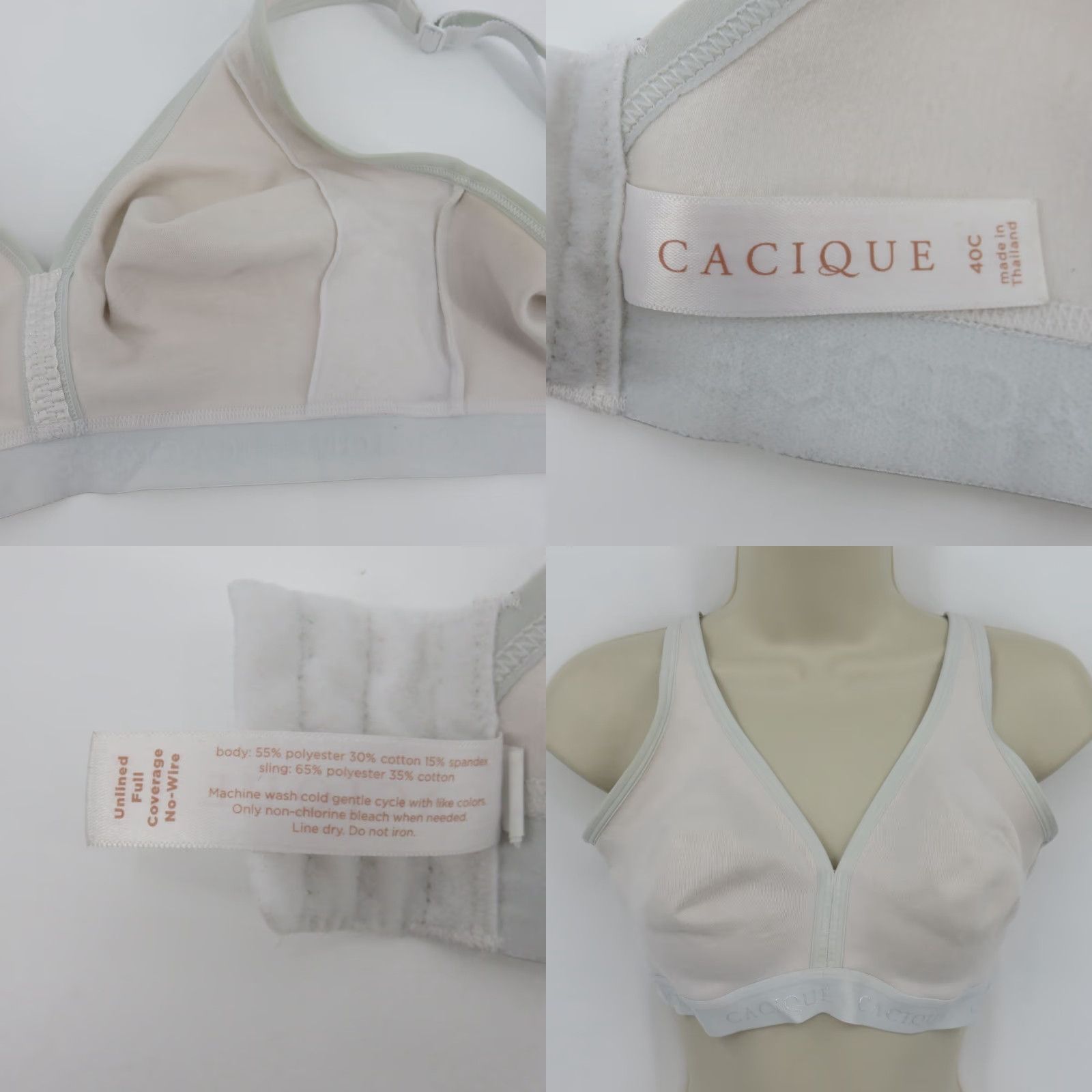 Vintage Cacique Bra Women's 40C Gray Wireless Unlined Full Coverage Cotton Blend T-Shirt Style XL? Wait Size ONE SIZE - 9 Thumbnail