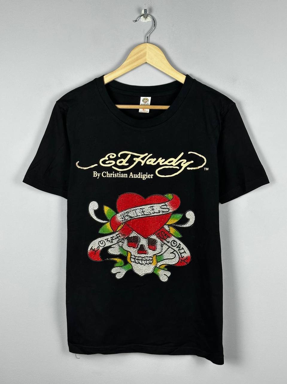 Ed Hardy Crazy Y2K Ed Hardy T-Shirt Effected Japan Rhinestones Style Size L / US 10 / IT 46 - 1 Thumbnail