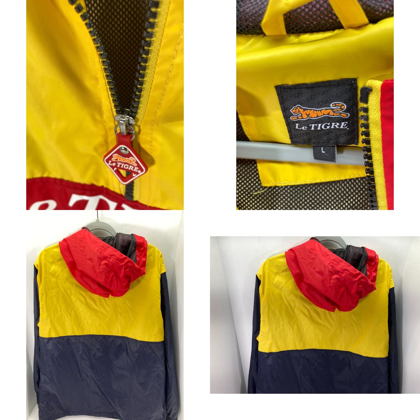 Logo 7 Le Tigre Windbreaker Jacket Mens L Multicolor Hooded 1/2 Zip Logo Long Sleeve Size US L / EU 52-54 / 3 - 8 Thumbnail