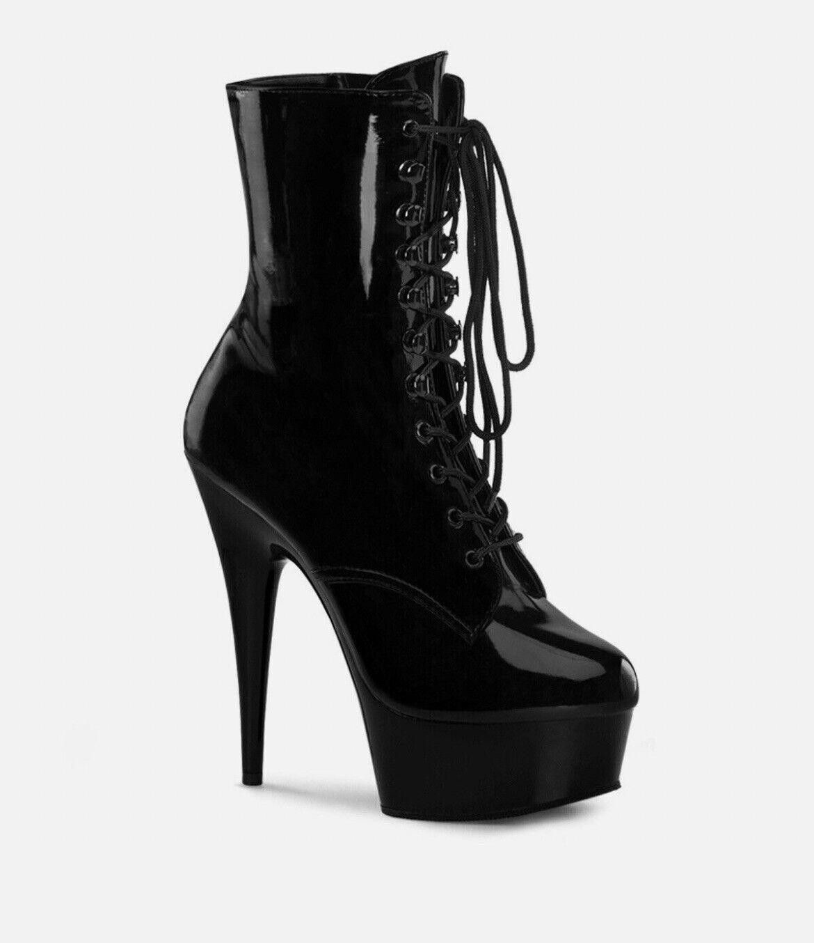Pleasures Pleaser Adore Sexy Black Platform 7" High Heel Ankle Boots Size US 6 / IT 36 - 1 Thumbnail