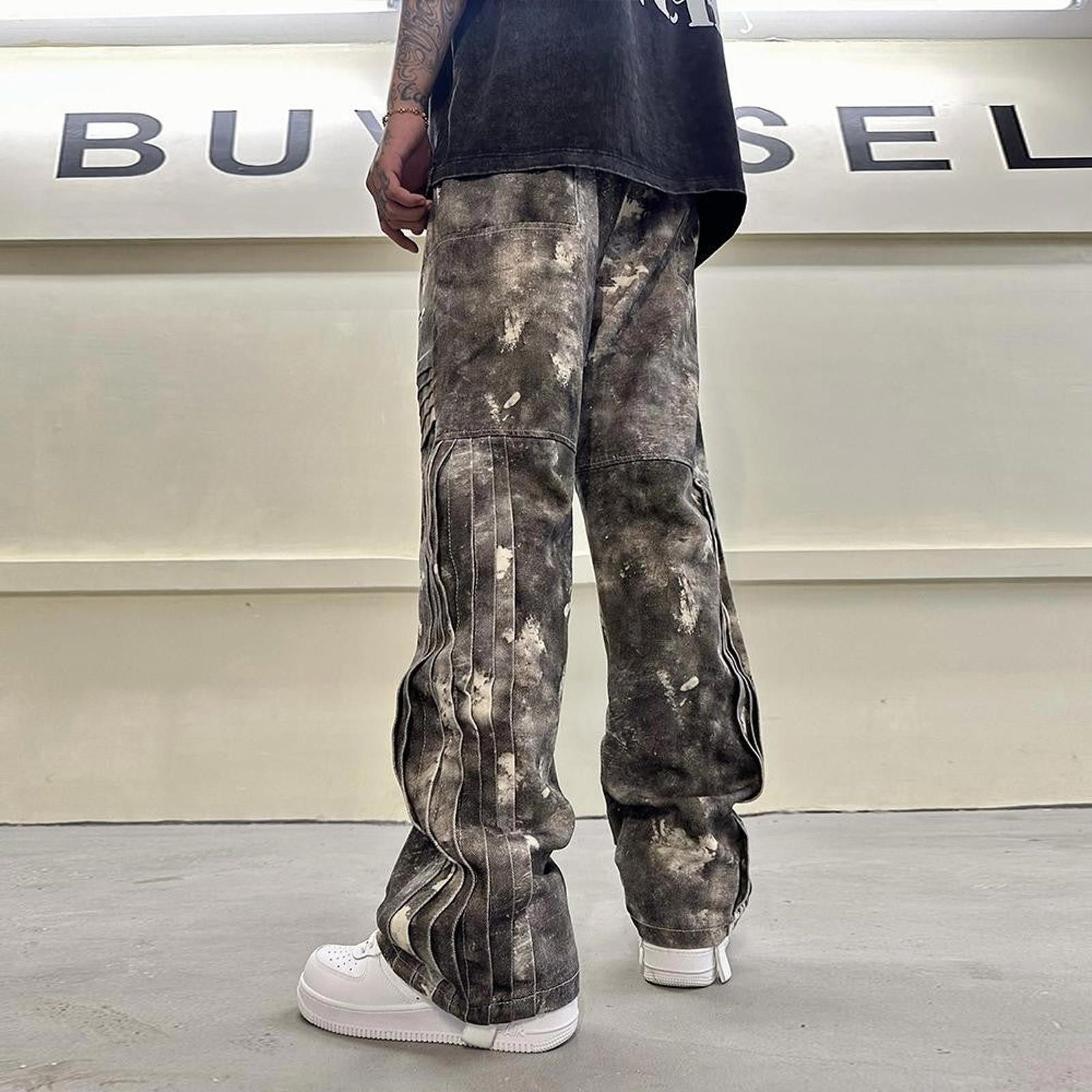Japanese Brand Tie-Dye Workwear Pants – Cleanfit, Pleated Straight Leg Size US 32 / EU 48 - 5 Thumbnail