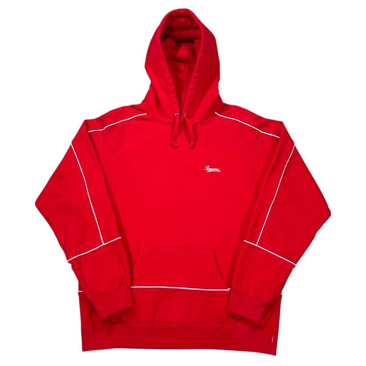 Supreme Supreme SS18 Red & White Piping Hoodie Sweatshirt Size XL Size US XL / EU 56 / 4 - 1 Thumbnail