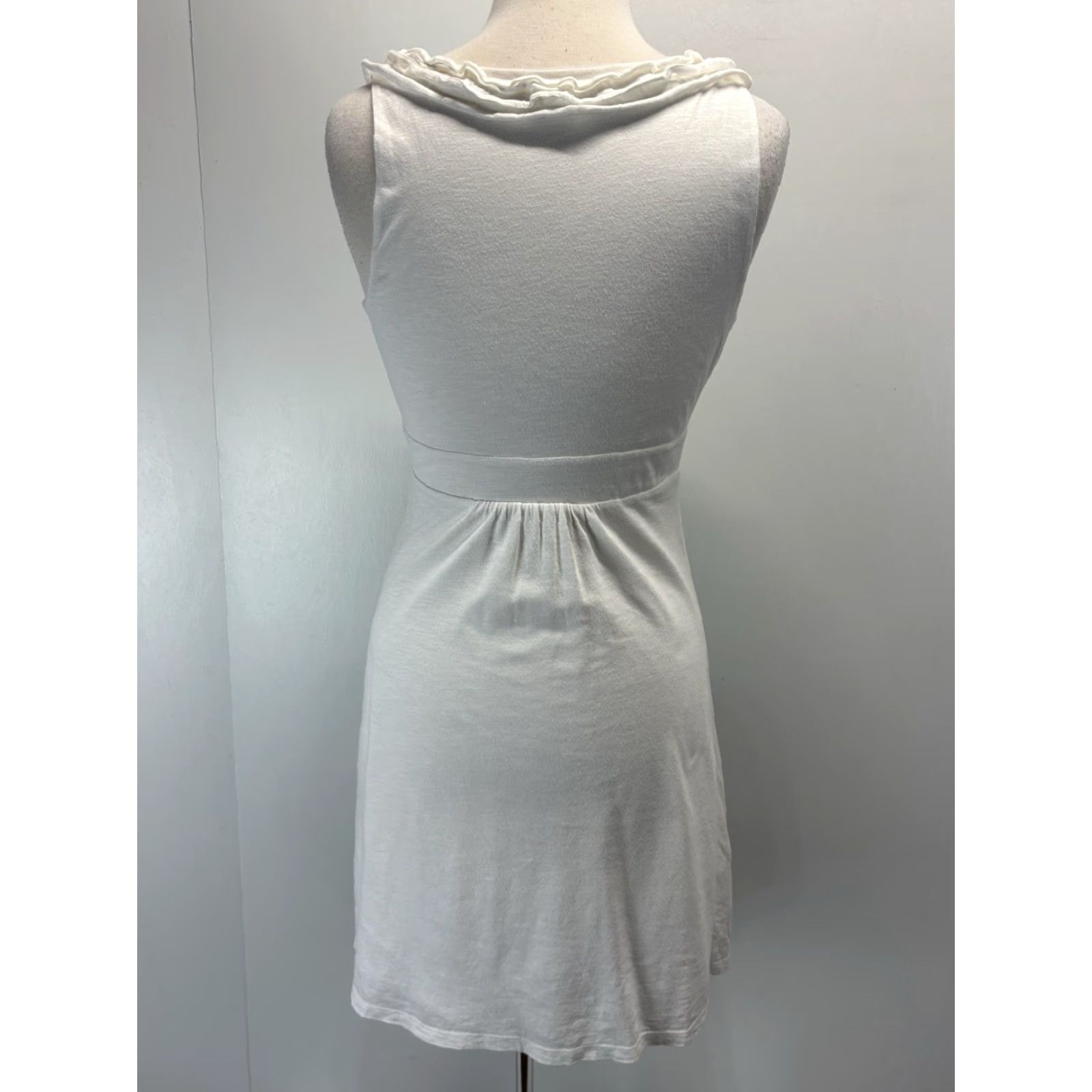 Loft LOFT White Cotton Dress XS Sleeveless Ruffle Trim Womens Summer Classic A-Line Size XS / US 0-2 / IT 36-38 - 3 Thumbnail