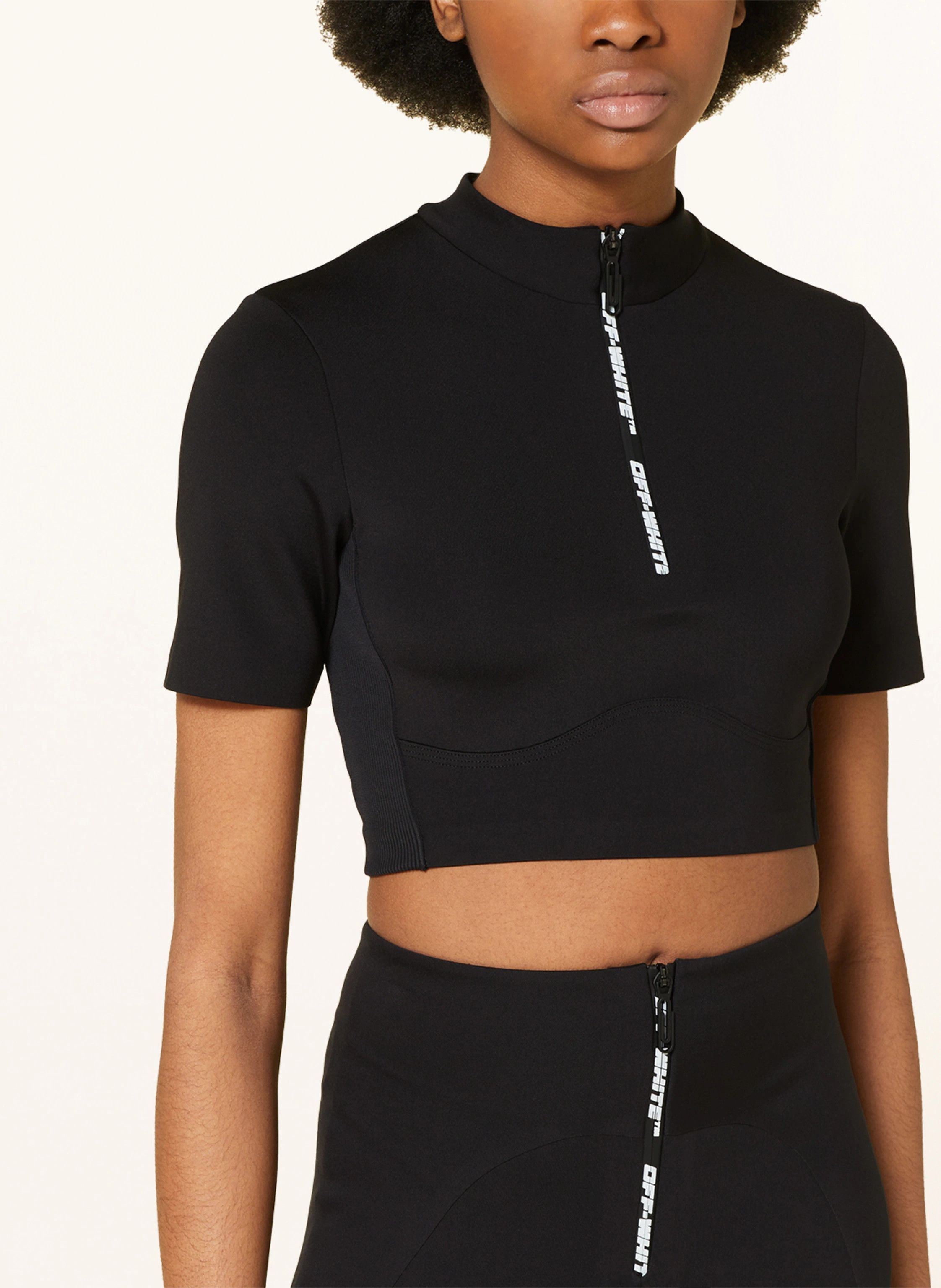 Off-White o1mle0425 Zip Logo Crop T-Shirt in Black Size S / US 4 / IT 40 - 4 Thumbnail