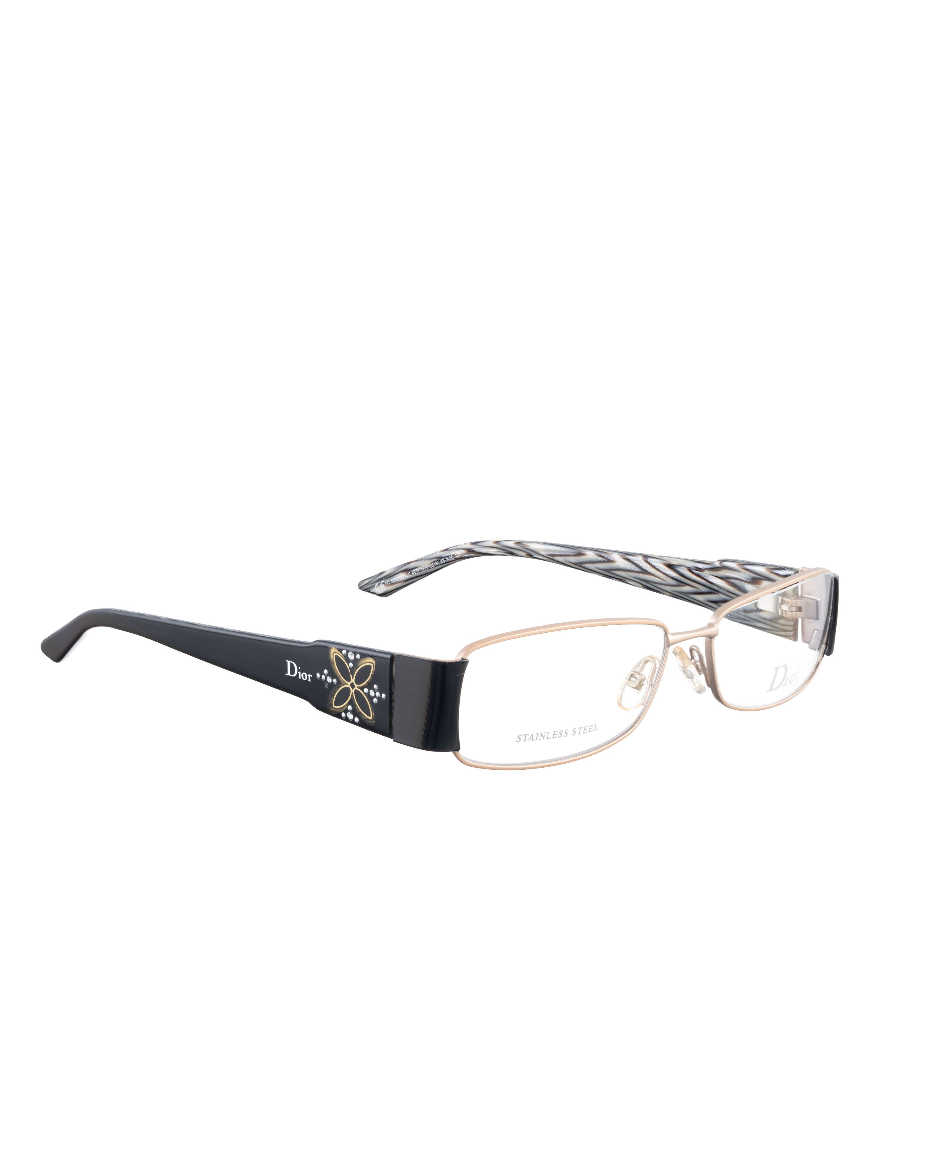 Dior Dior 00s Matte Gold & Abstract Pattern Rectangular Glasses Size ONE SIZE - 1 Thumbnail