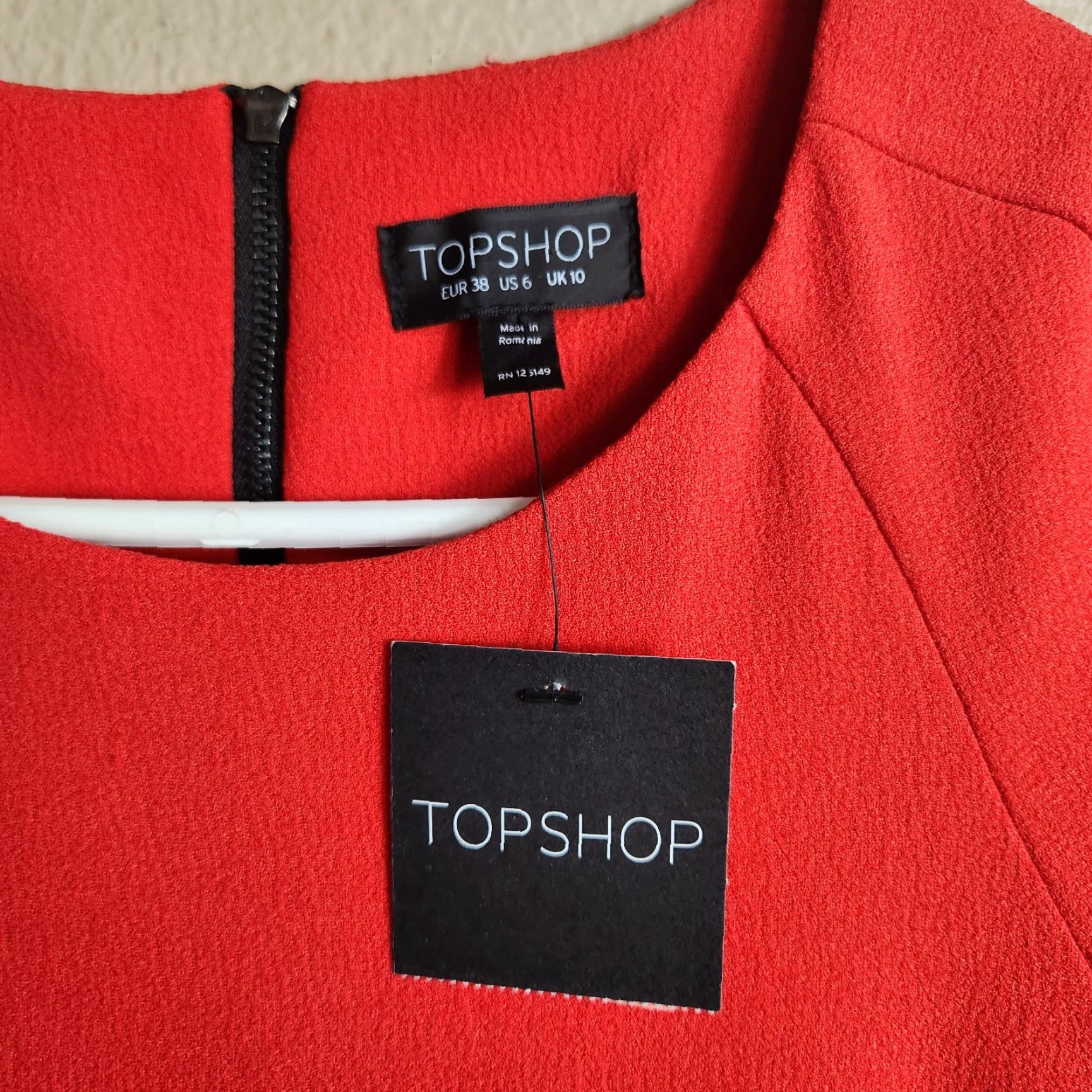 Topshop Topshop Womens |US 6| Tomato Red Orange Crepe Short Sleeve Mini Shift Dress NWT Size 28" / US 6 / IT 42 - 3 Thumbnail