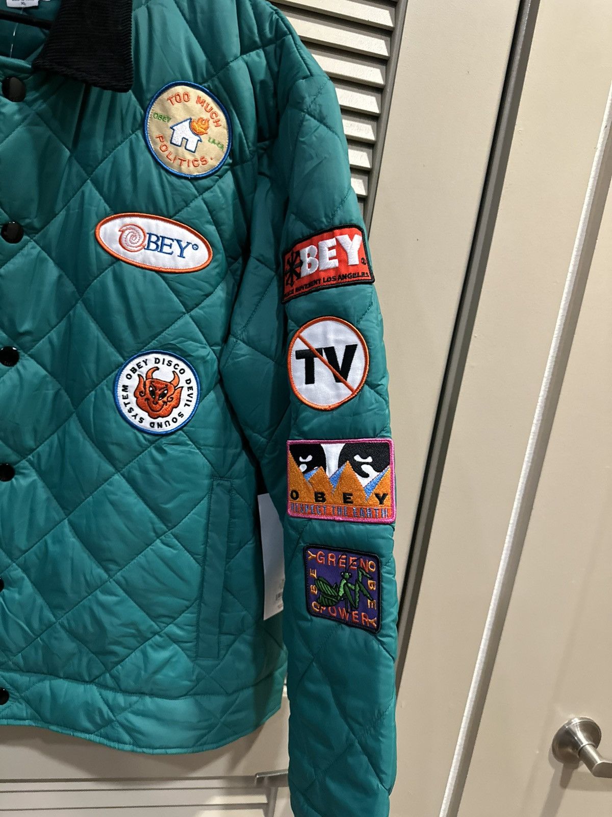 Obey Obey Green Patch Work Quilted Jacket – Size XL – New Size US XL / EU 56 / 4 - 5 Thumbnail