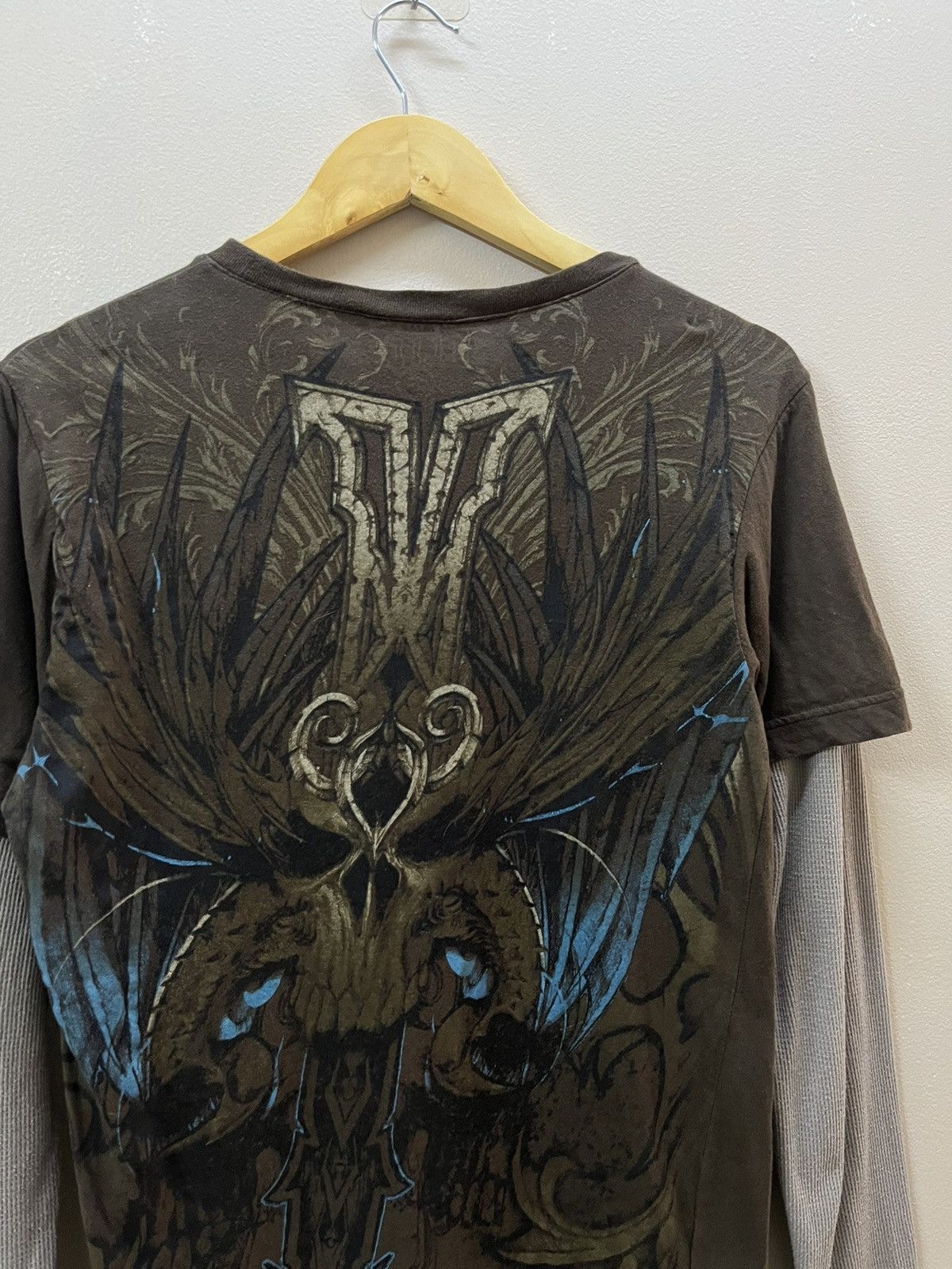 Affliction Y2K MMA elite Skull thermal Sleeve Tshirt Size US S / EU 44-46 / 1 - 2 Thumbnail