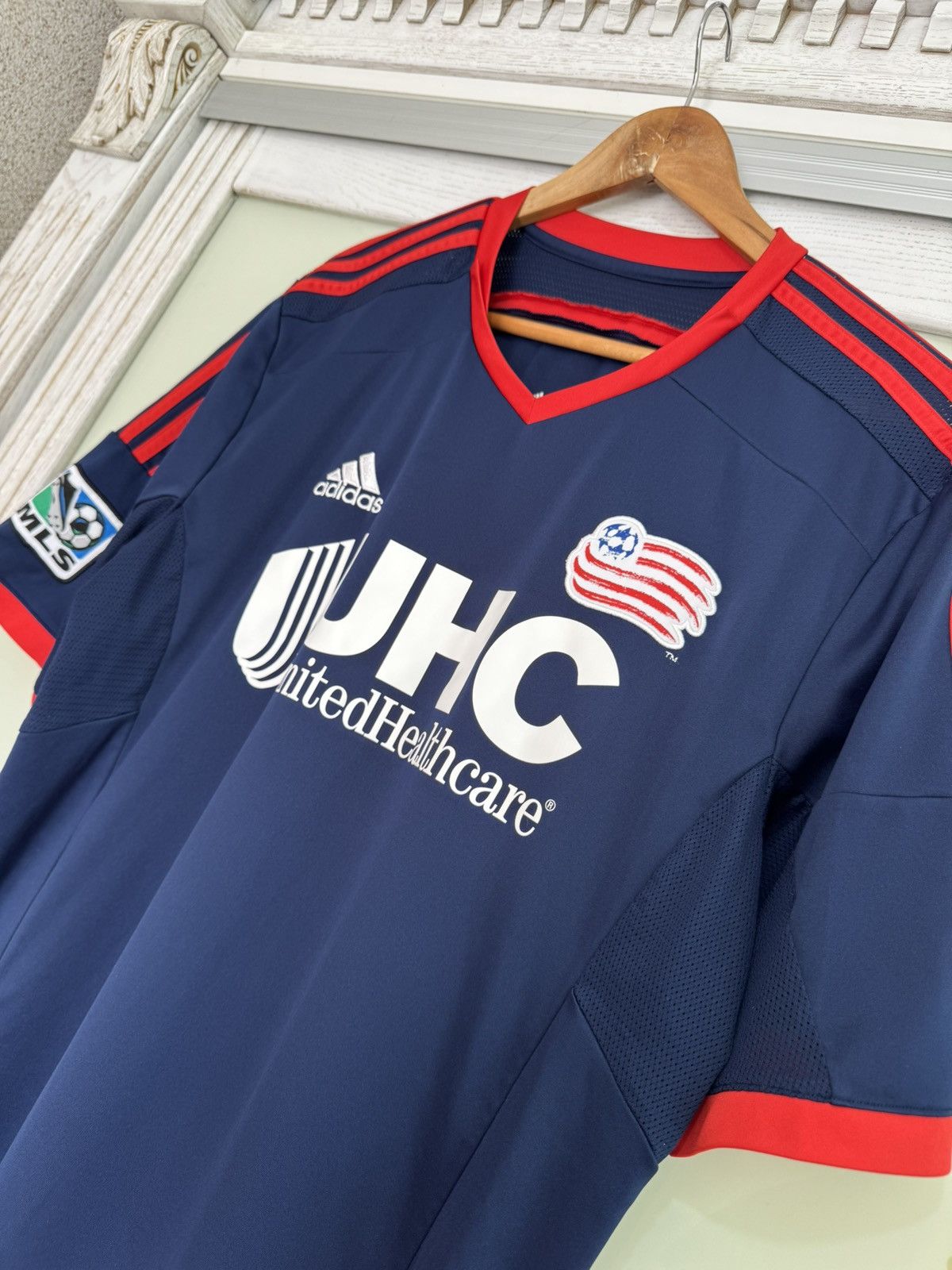 Adidas New England Revolution 2014-2015 Home Soccer Jersey Kit Size US XL / EU 56 / 4 - 8 Thumbnail