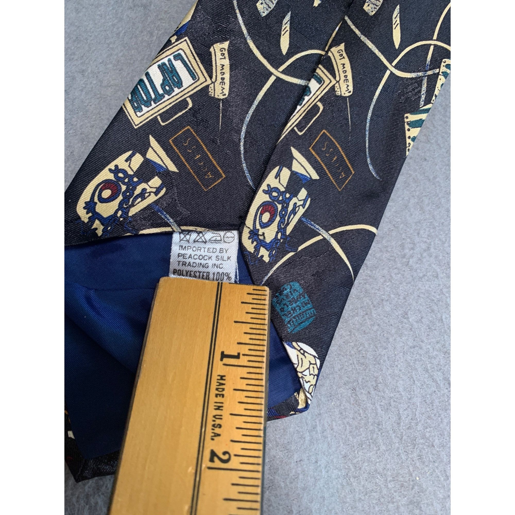 Designer Dimoda Hand Made Novelty Necktie with Computer Pattern Polye Size ONE SIZE - 3 Thumbnail