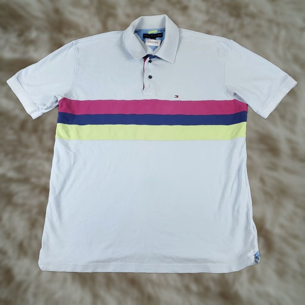 Tommy Hilfiger VINTAGE Tommy Hilfiger Polo Shirt Mens XL Blue Short Sleeve Casual Shirt 100% Cotton Classic American Logo Mens Size US XL / EU 56 / 4 - 1 Thumbnail