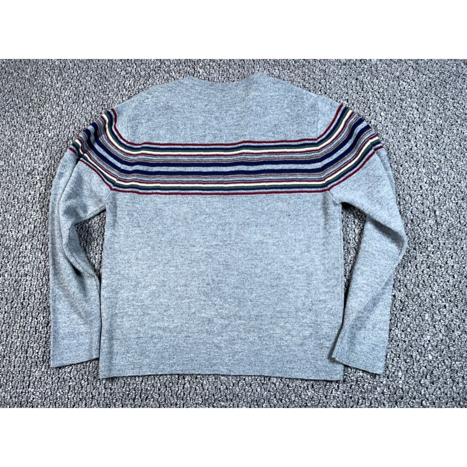 Vintage VINTAGE Lord Jeff Striped Sweater Adult Large Gray Acrylic Pullover 80s Preppy Mens Size US L / EU 52-54 / 3 - 2 Thumbnail
