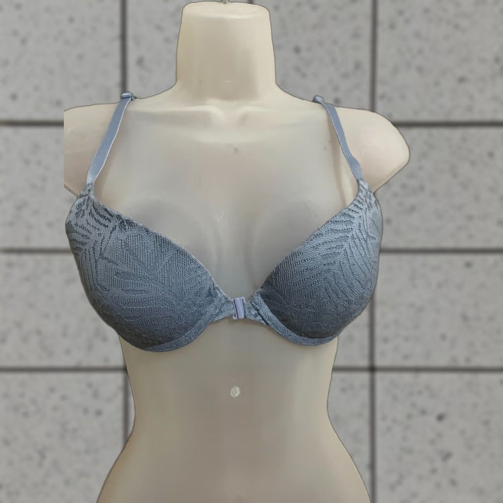 Victoria's Secret VINTAGE Victoria's Secret PINK Blue Ladder Back Push-Up Bra 32B Racer Front Closure Underwire Lace Women 32B Blue Push-Up Bras Womens Bra Size ONE SIZE - 1 Thumbnail