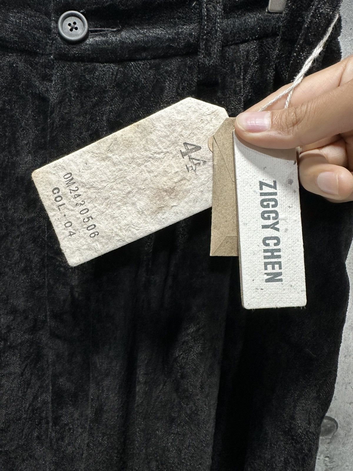 Ziggy Chen Velvet Brown Front Pleated Trousers Size US 29 - 4 Thumbnail
