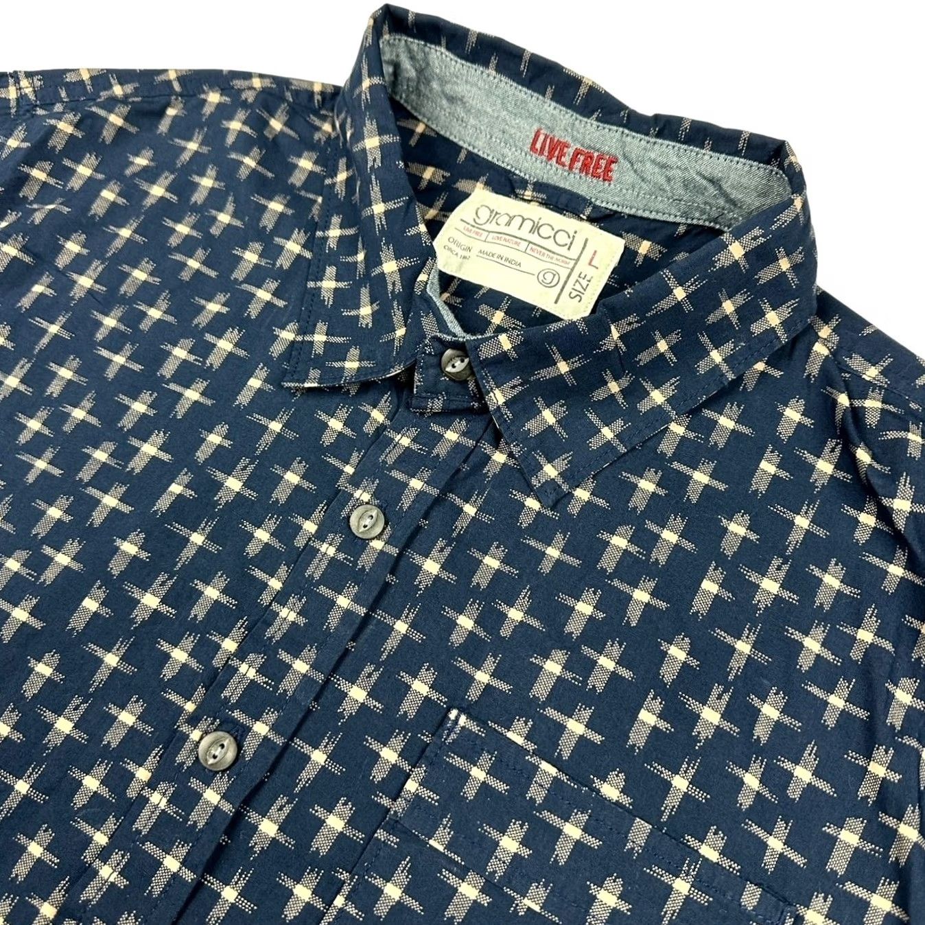 Gramicci Gramicci Men’s 100% Cotton L/S Button Shirt Blue Large Shirt Mens Button-Front Front-Blue Cotton Classic Size US L / EU 52-54 / 3 - 2 Thumbnail