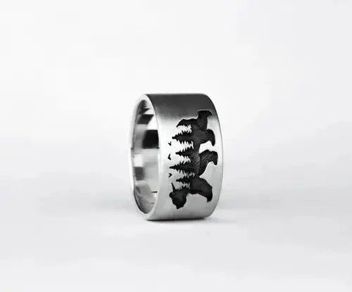 Other Simple Black Bear Forest Ring Size 7 8 9 10 Size ONE SIZE - 2 Thumbnail
