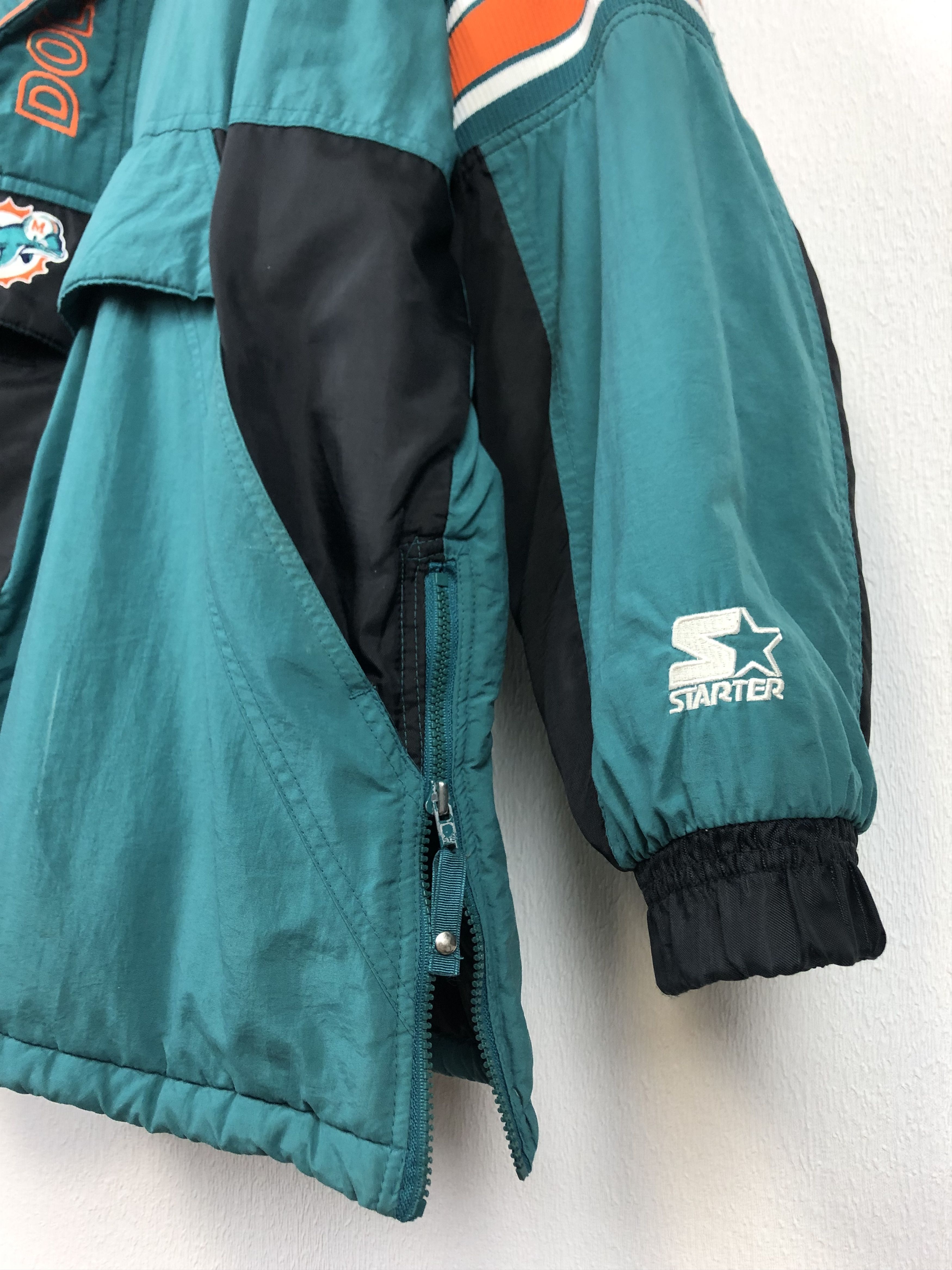 Starter × Vintage Vintage 90s Starter Miami Dolphins Hooded Jacket Bomber Rare Size US XXL / EU 58 / 5 - 11 Thumbnail