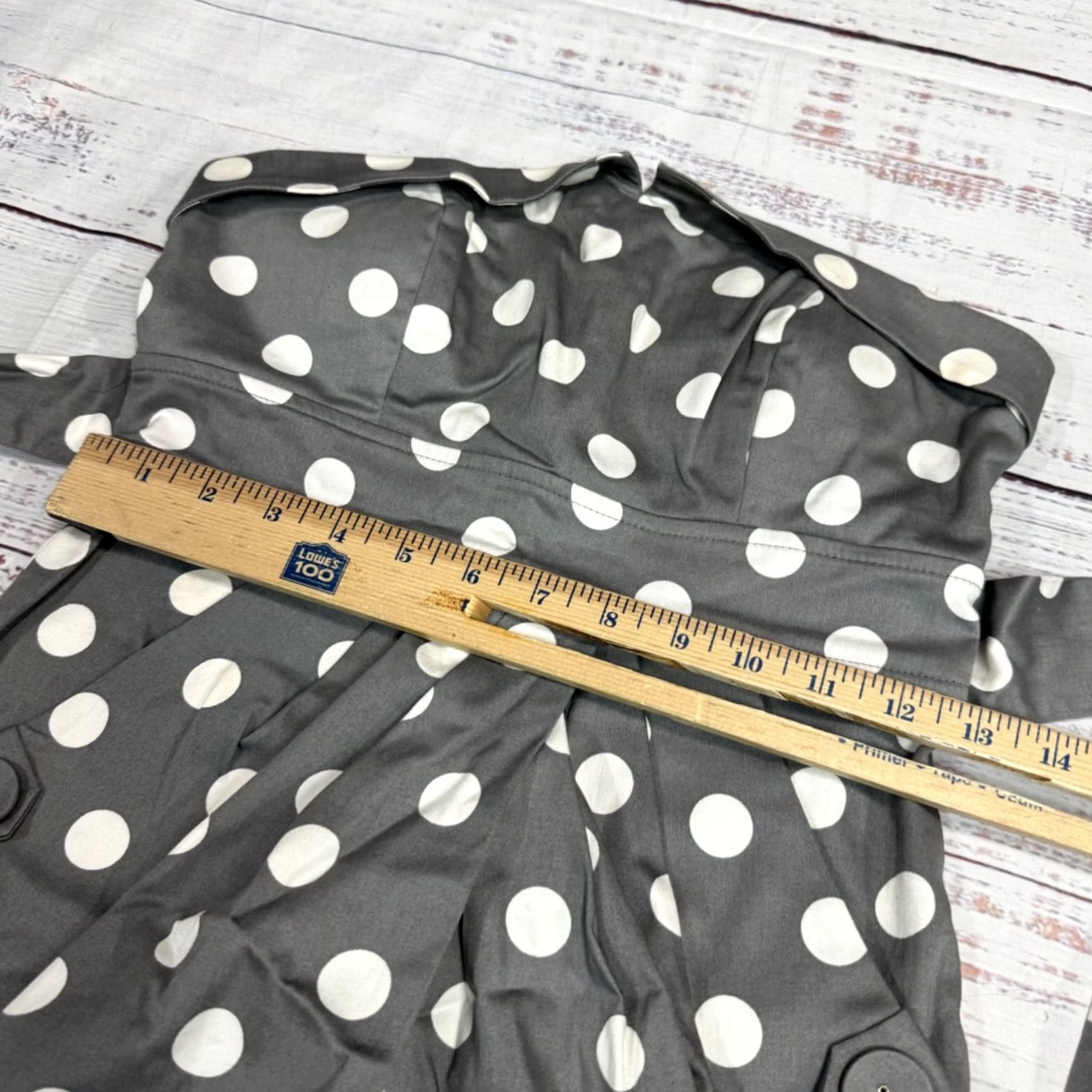 Vintage City Triangles Womens Strapless Tunic Top Juniors Sz 3 Gray Polka Dot Tie Back Blouse Shirt Tunic Grey Polka Dot Tie Back Womens Size 3 Size XS / US 0-2 / IT 36-38 - 3 Thumbnail