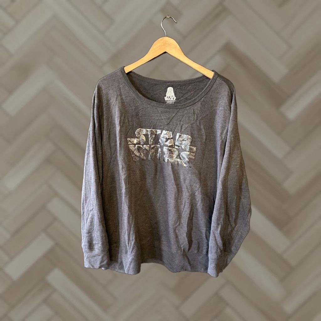 Star Wars Star Wars Womens Gray Long Sleeve Pullover Shirt Round Neck Plus Size 2X Size XXL / US 16-18 / IT 52-54 - 1 Thumbnail