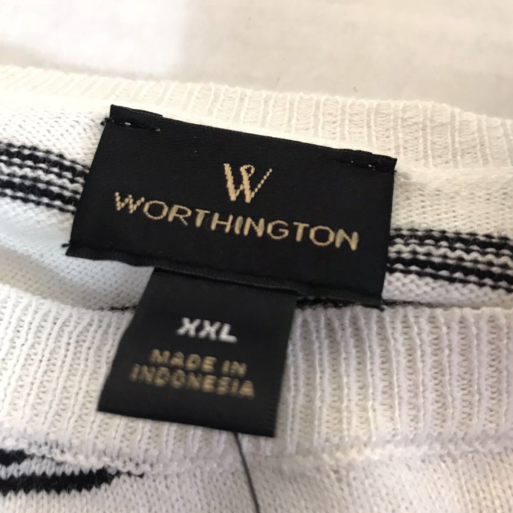 Worthington Worthington Lightweight Striped Sweater Womens Plus Size 2X White Long Sleeve Regular Fit Size XXL / US 16-18 / IT 52-54 - 3 Thumbnail