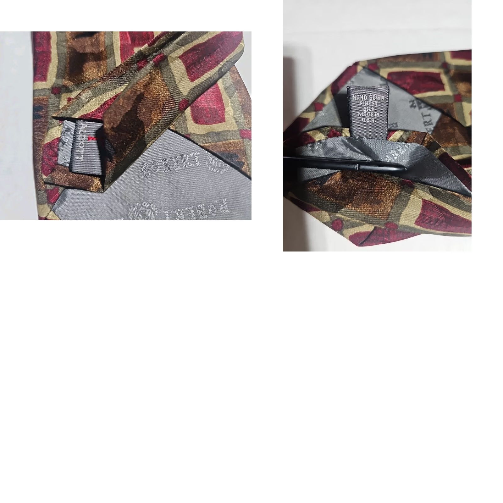 Robert Talbott Robert Talbott Studio Tie Geometric Rectangles Brown Classic 57-60in Men Tied USA Size ONE SIZE - 8 Thumbnail