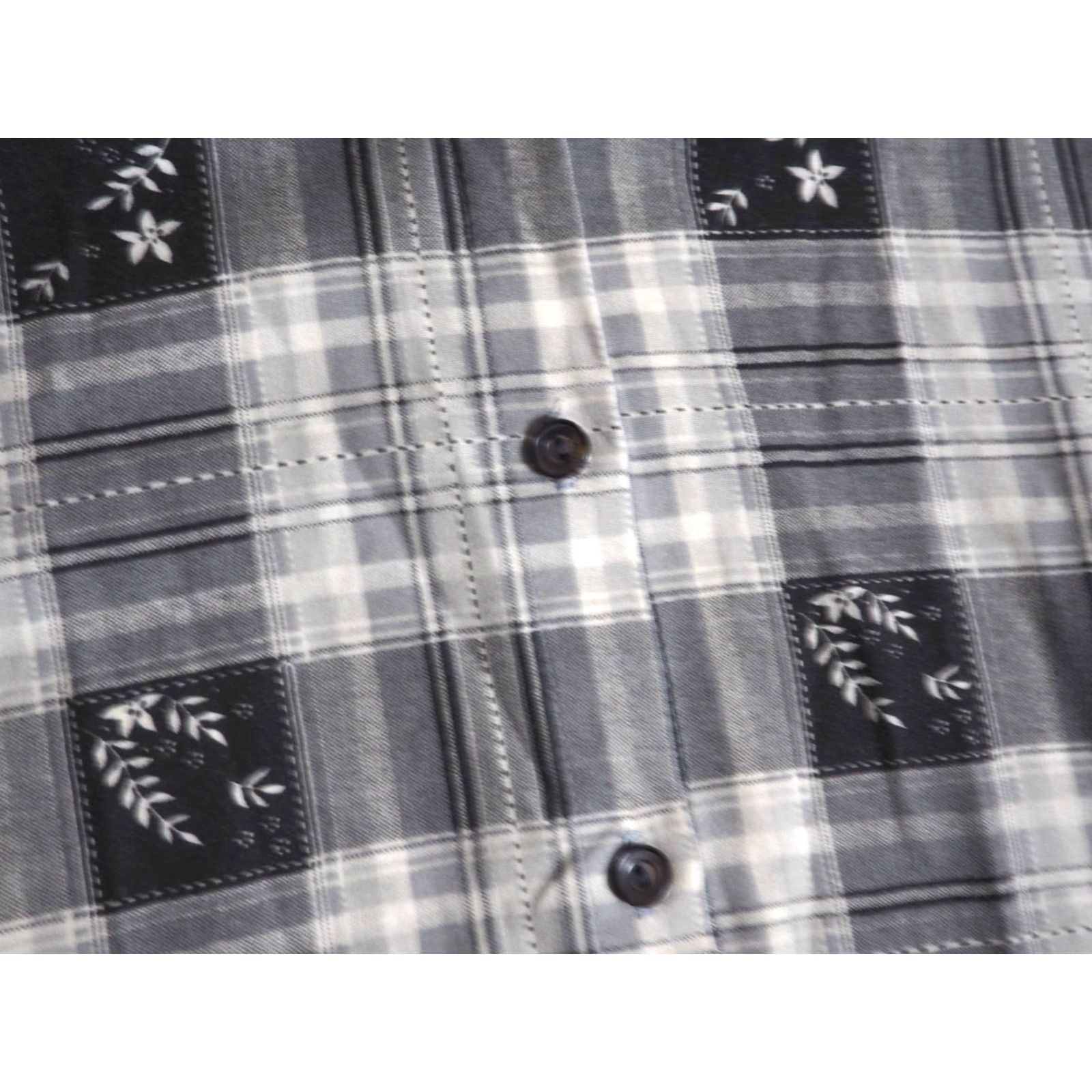 Vintage VTG 70s 80s Faded Gray Black Floral Plaid Light Boho Button Baggy Shirt XL Size US XL / EU 56 / 4 - 5 Thumbnail