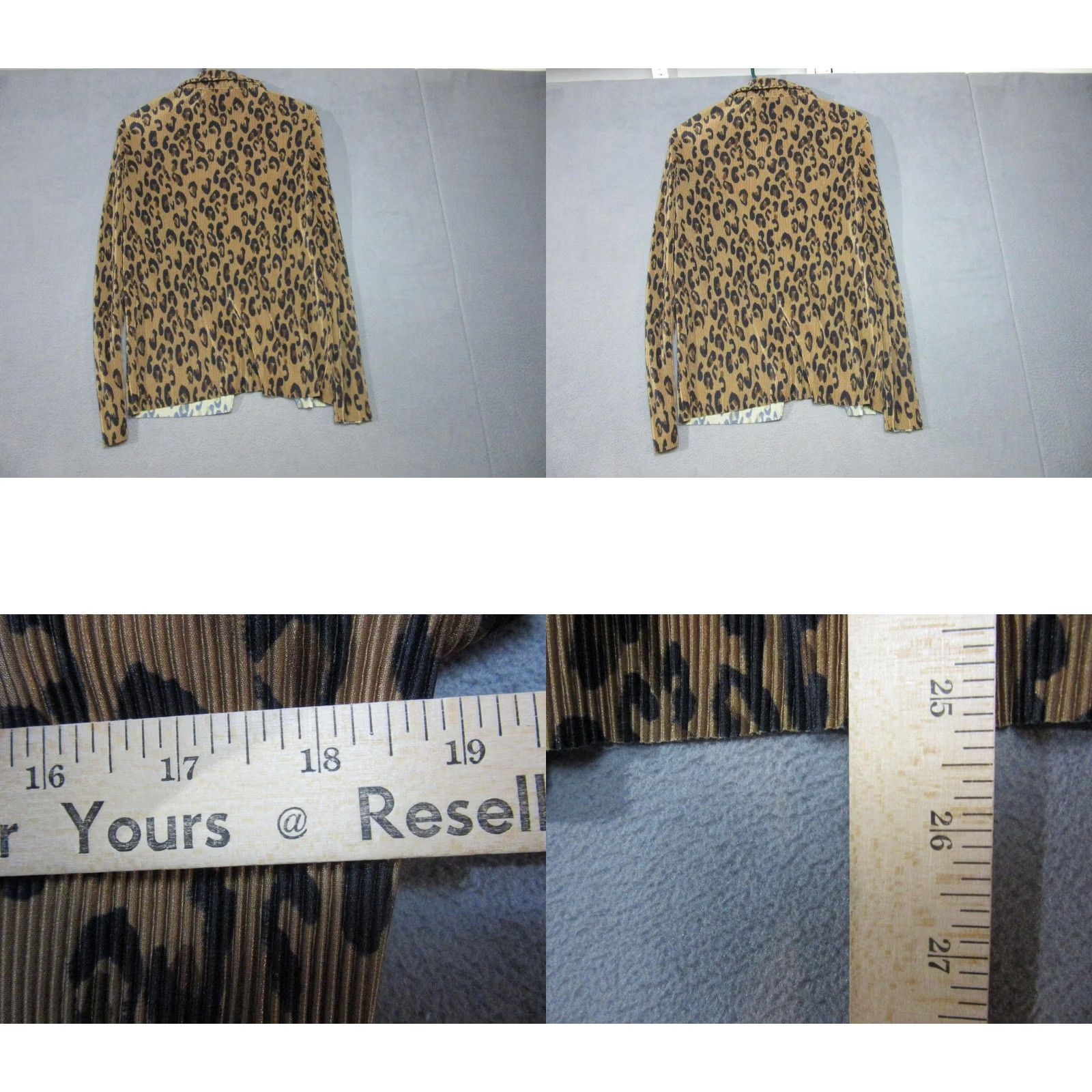 Vintage Cyrus Shirt Womens Medium Brown Leopard Animal Print Pleated Button Up Knit Top Size M / US 6-8 / IT 42-44 - 8 Thumbnail
