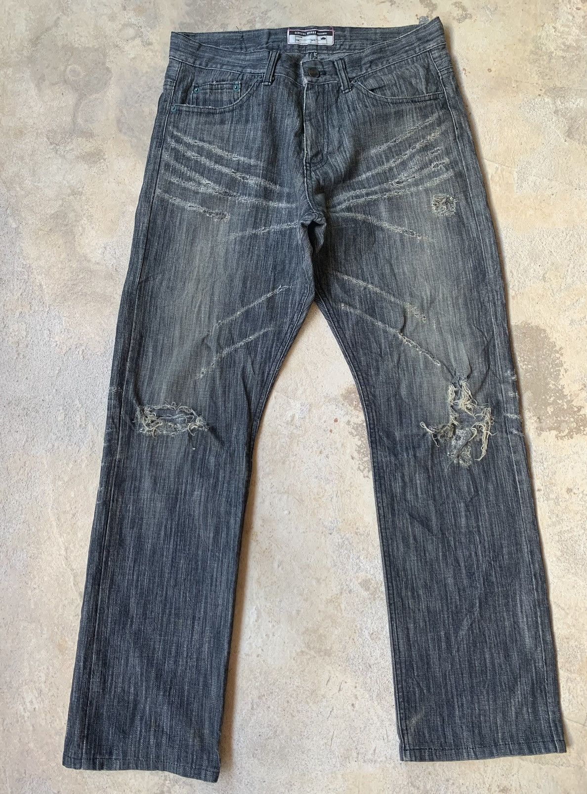 image of Mk Homme General Works Distressed Denim in Black, Men's (Size 32)