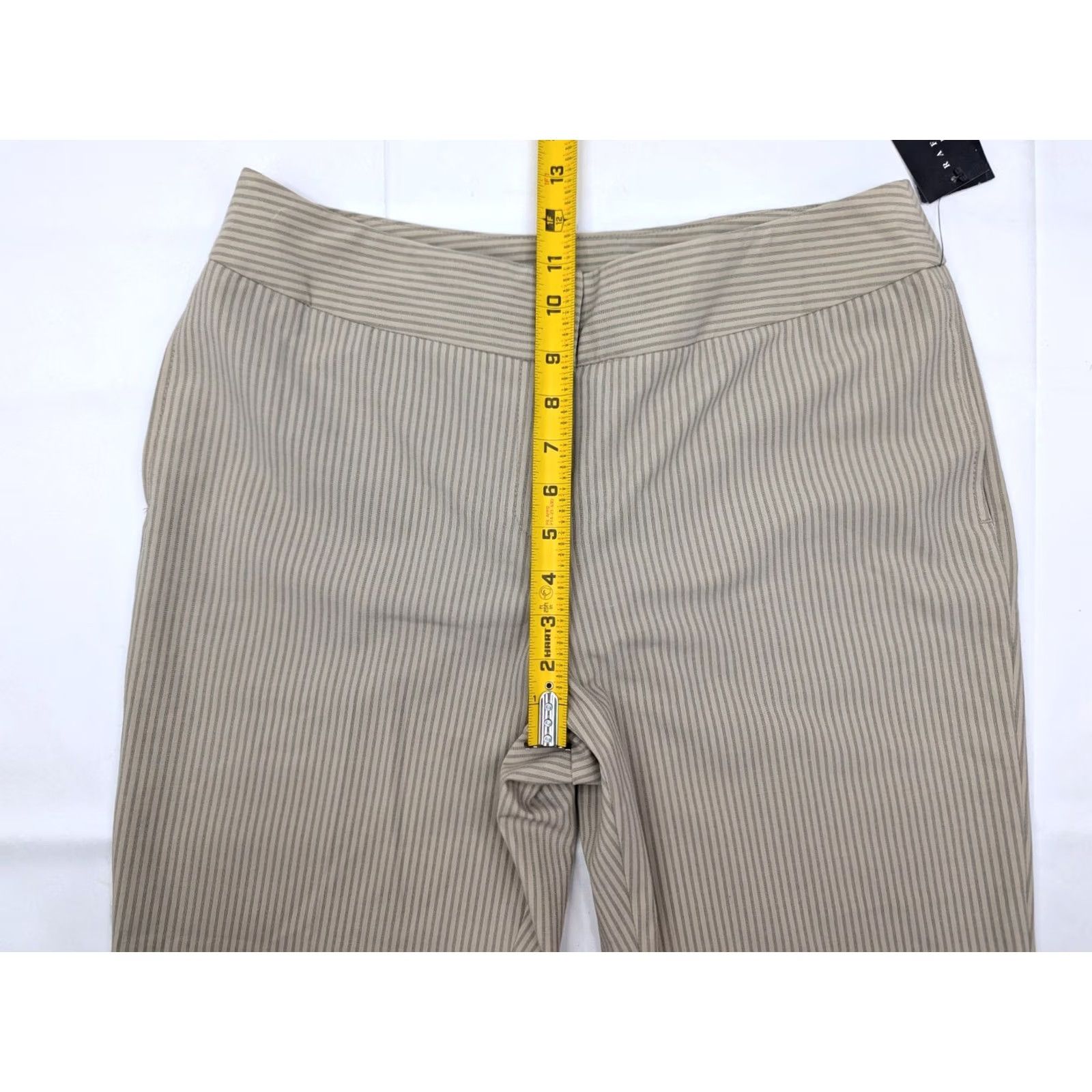 Vintage Rafaella Pinstripe Pants Women 12P (Petite) Casual Dress Pants Beige 31x28 Knit Cotton Spandex Regular Straight Modern Fit Size 30" / US 8 / IT 44 - 7 Thumbnail