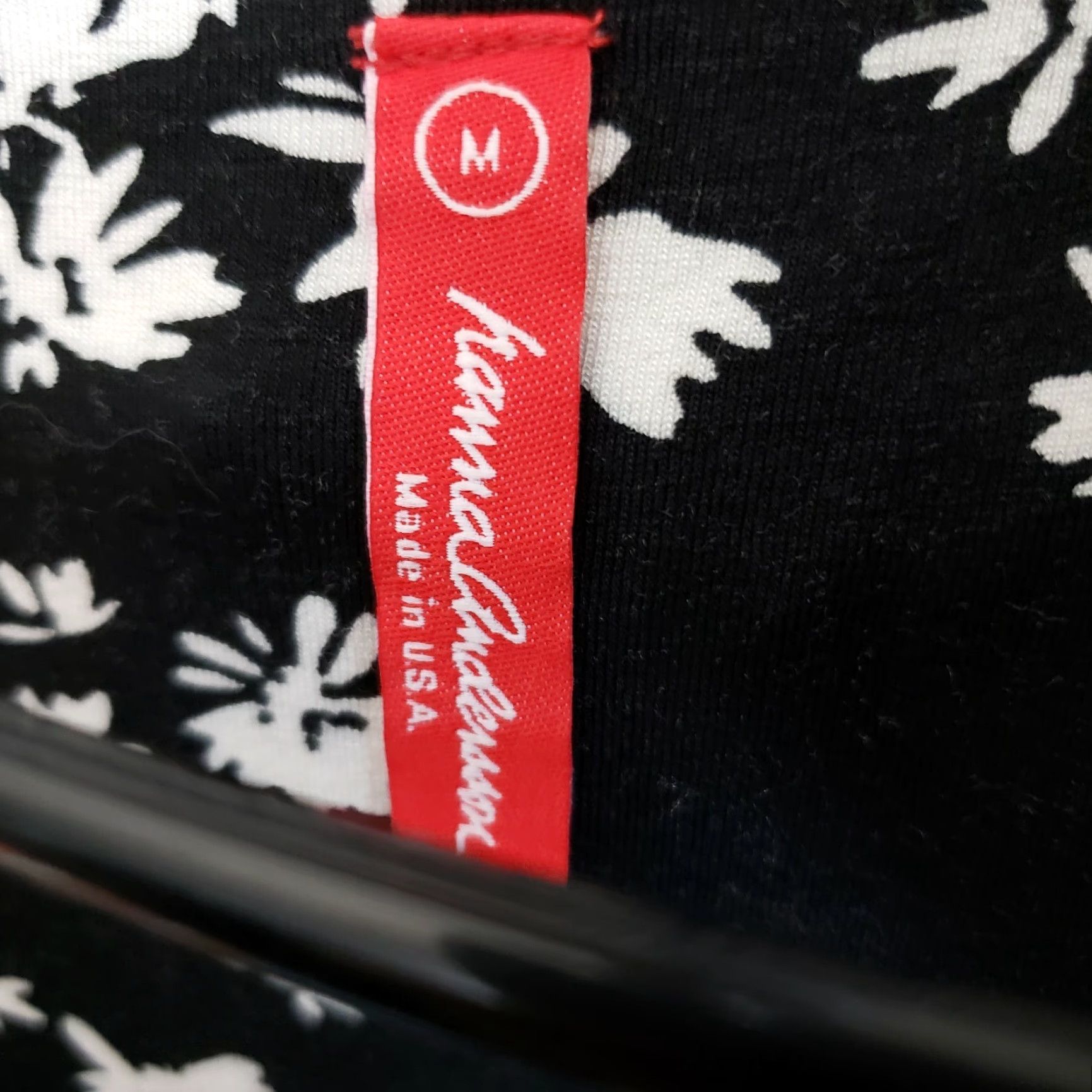 Vintage Hanna Andersson Womens Dress M Black Floral 3/4 Sleeve Rayon Blend Knee Length Belted V-Neck Pullover Shift Pattern: Floral Size M / US 6-8 / IT 42-44 - 7 Thumbnail