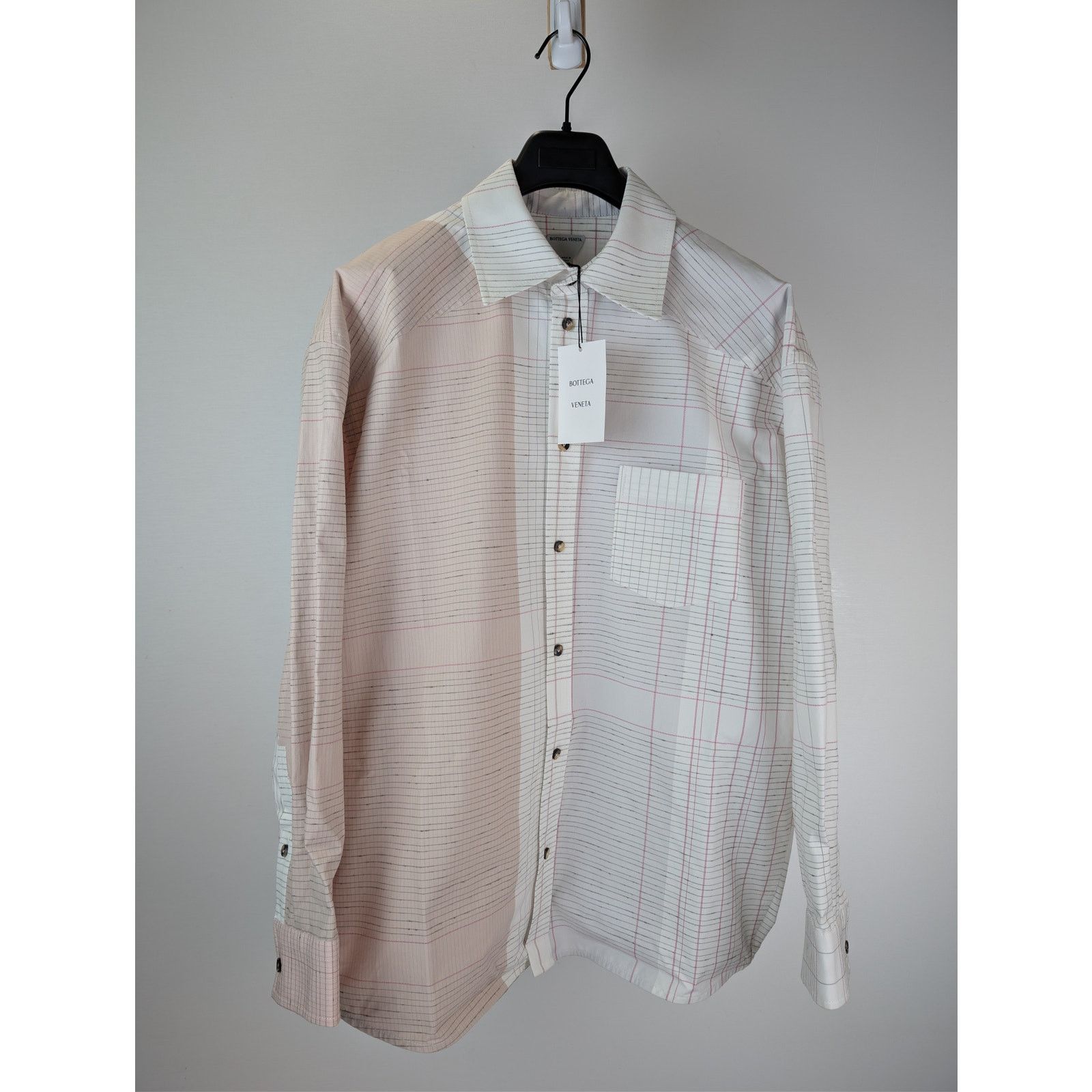 Bottega Veneta o1rshd1 Multicolor Notebook Cotton Shirt in Off White / Pink Size US S / EU 44-46 / 1 - 1 Thumbnail